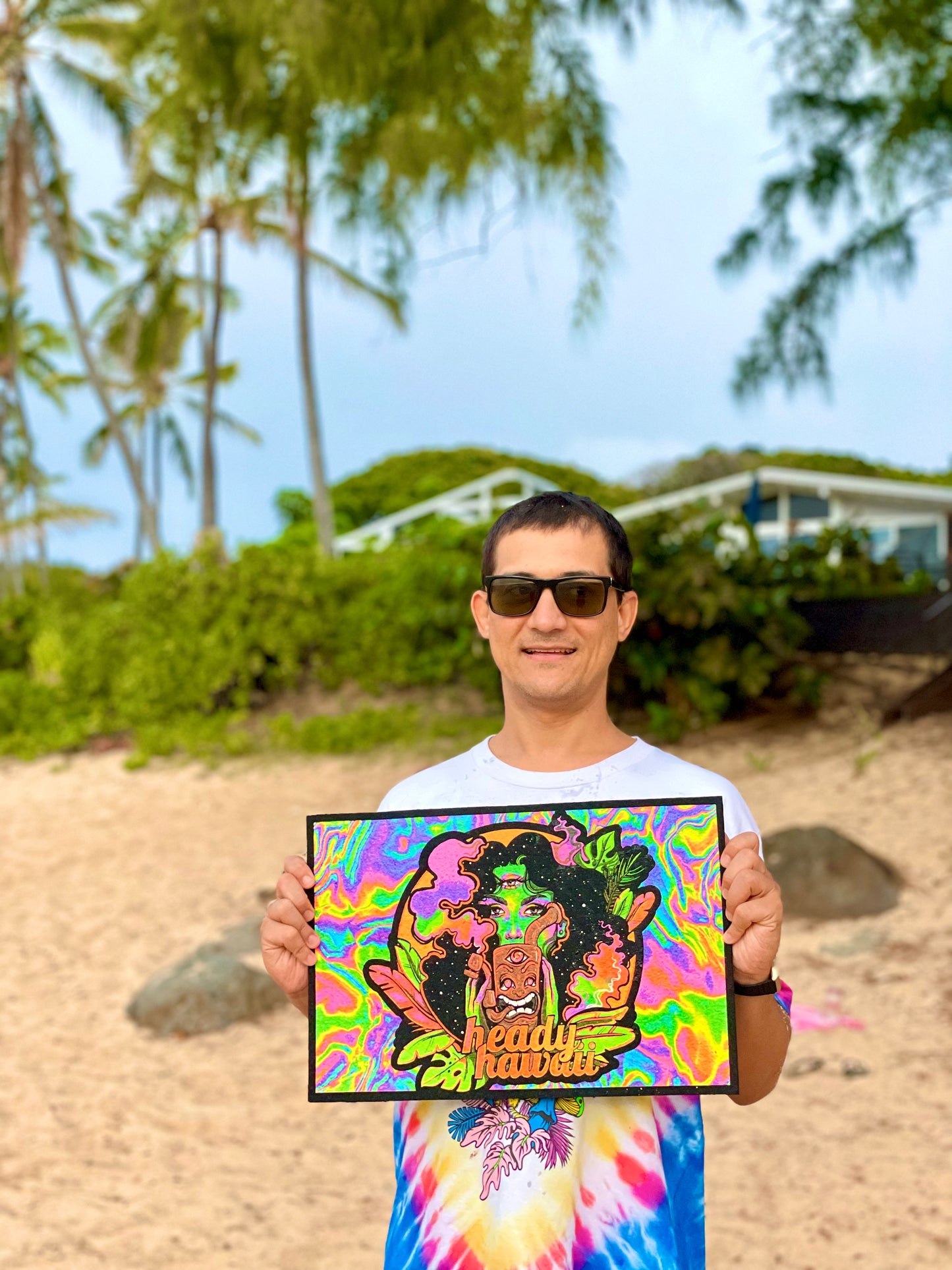 Heady Hawaii UV Tie Dye Spooky Girl Moodmat