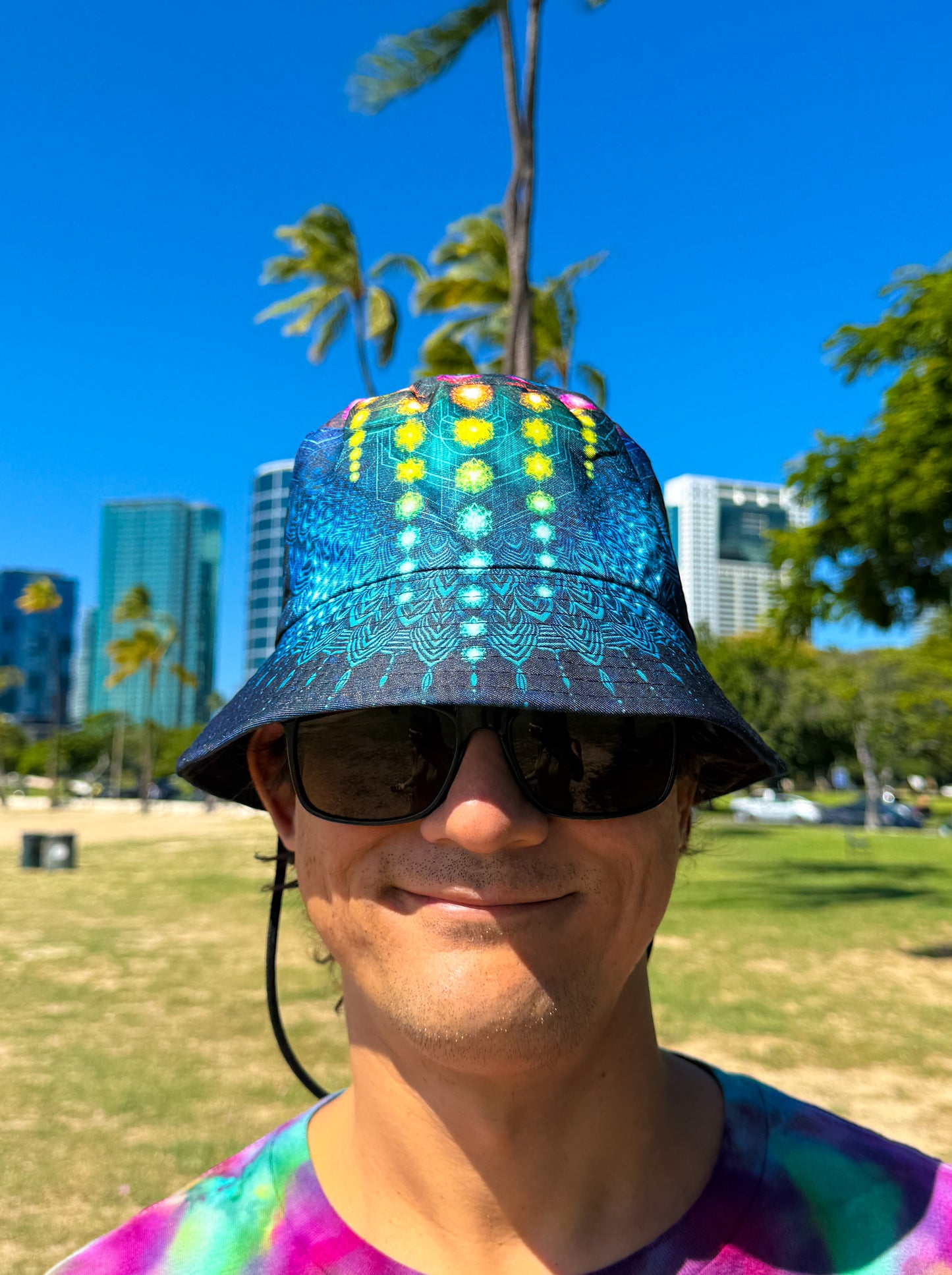 Rainbow Sacred Geometry Bucket Hat