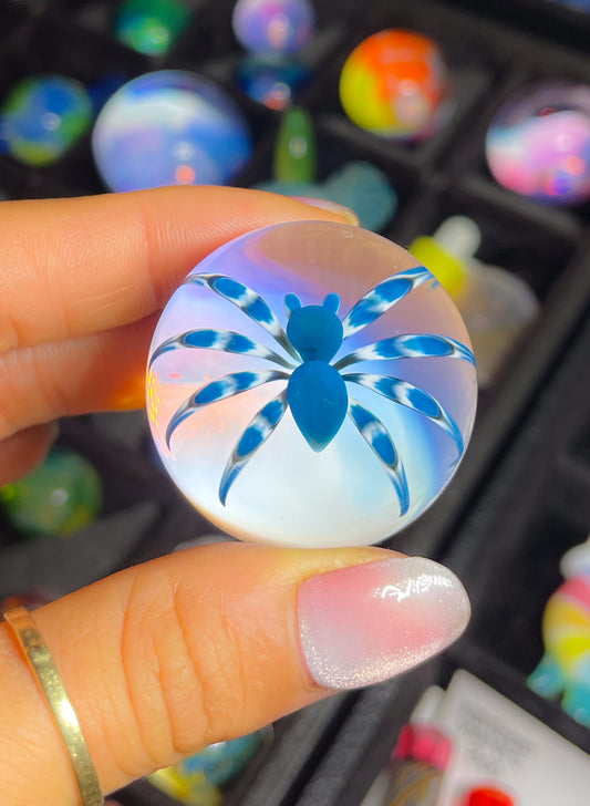 Blue and White Spider Marble (32mm)