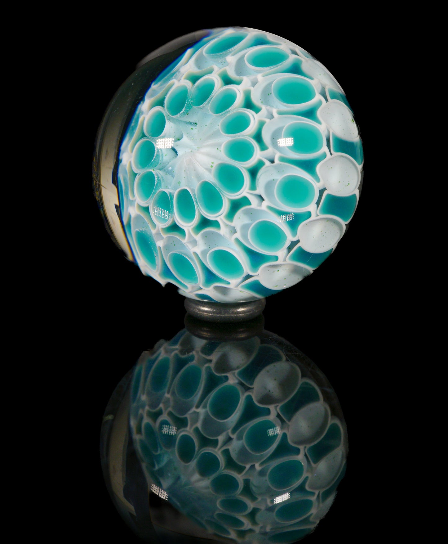 Teal and White Dotstack Slurper Marble (24mm)