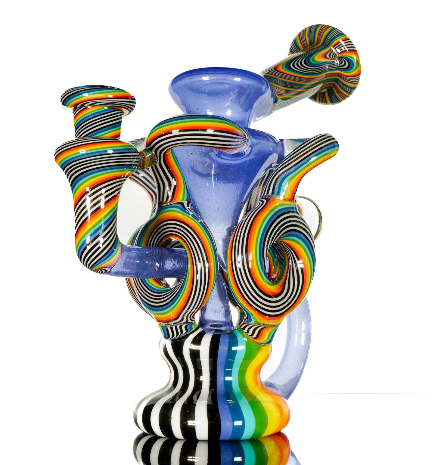 Purple Rain over Blue Satin Rainbow Jailhouse Linework QDR