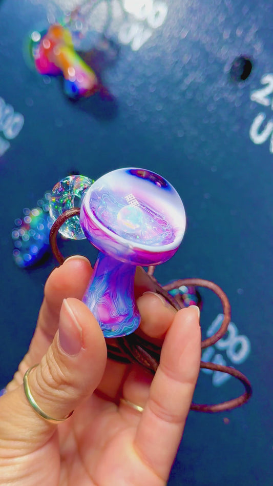 Purple UV Scribble Opal Mushroom Pendant