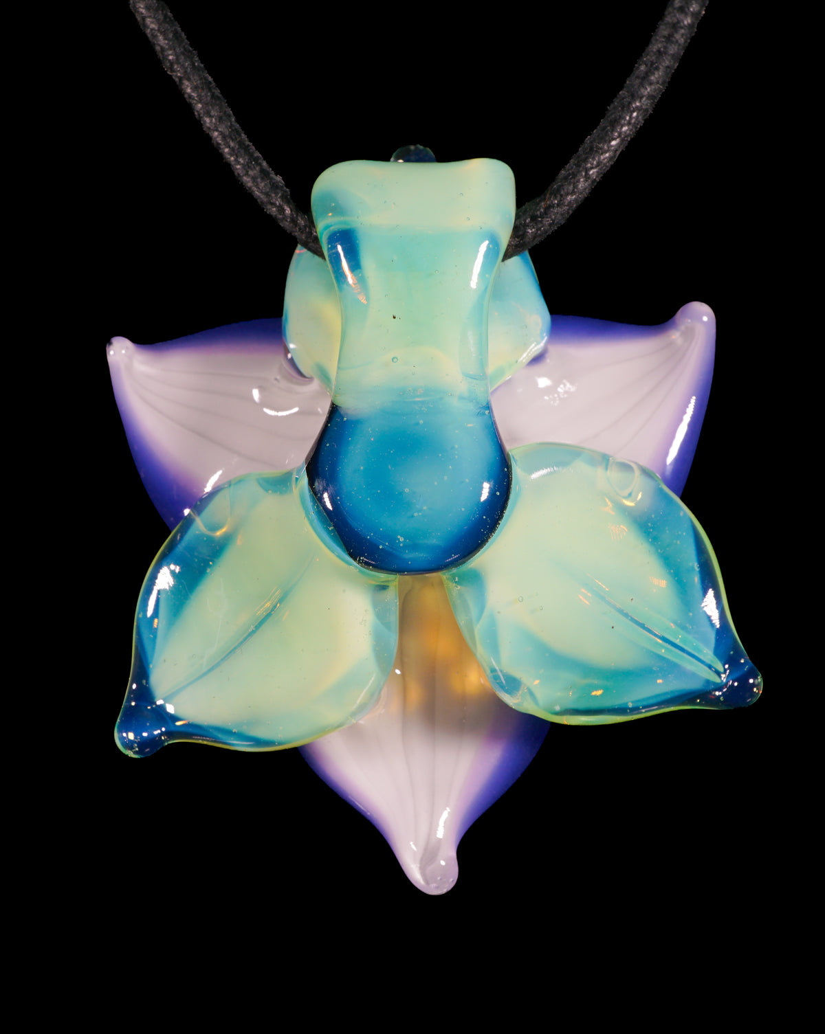 Indigo Trillium Flower Pendant