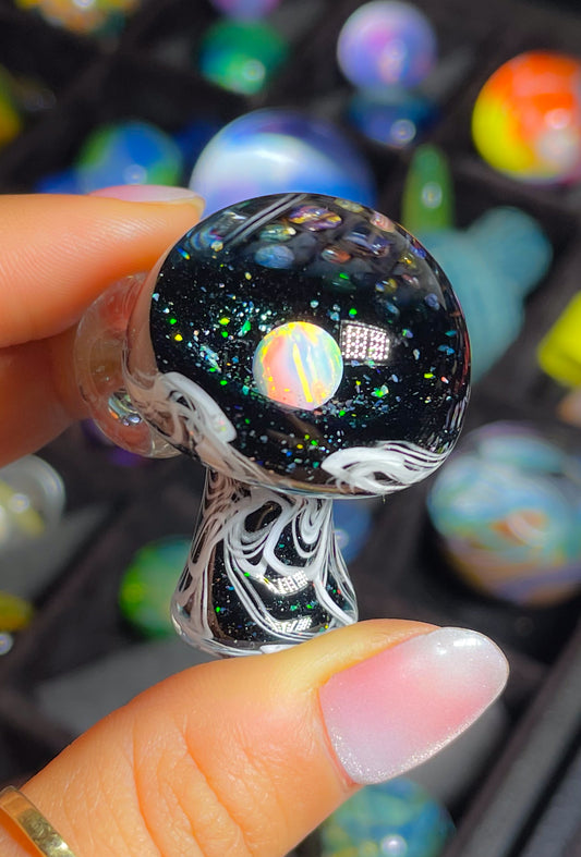 Opal Galaxy UV Scribble Mushroom Pendant