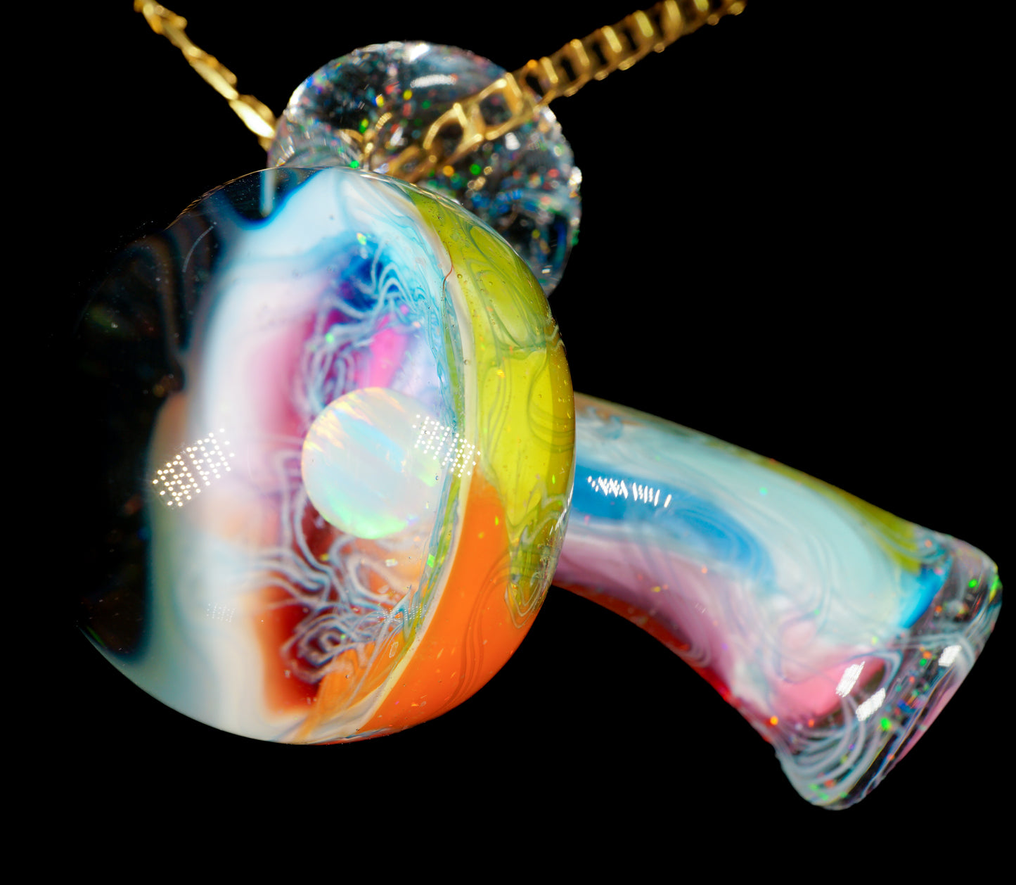 Opal UV Scribble Mushroom Pendant (C)