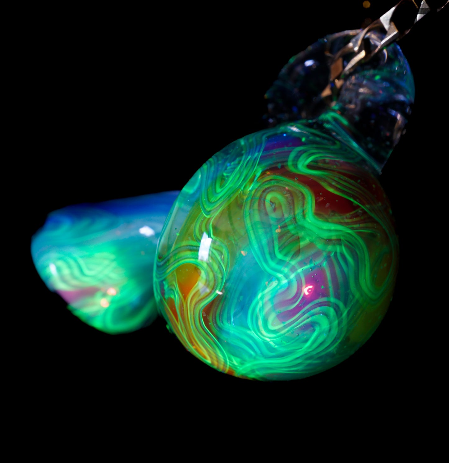 Crushed Opal UV Scribble Mushroom Pendant (E)