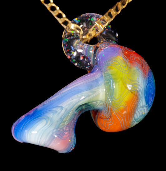 Crushed Opal UV Scribble Mushroom Pendant (E)