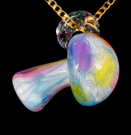 Crushed Opal UV Scribble Mushroom Pendant (F)