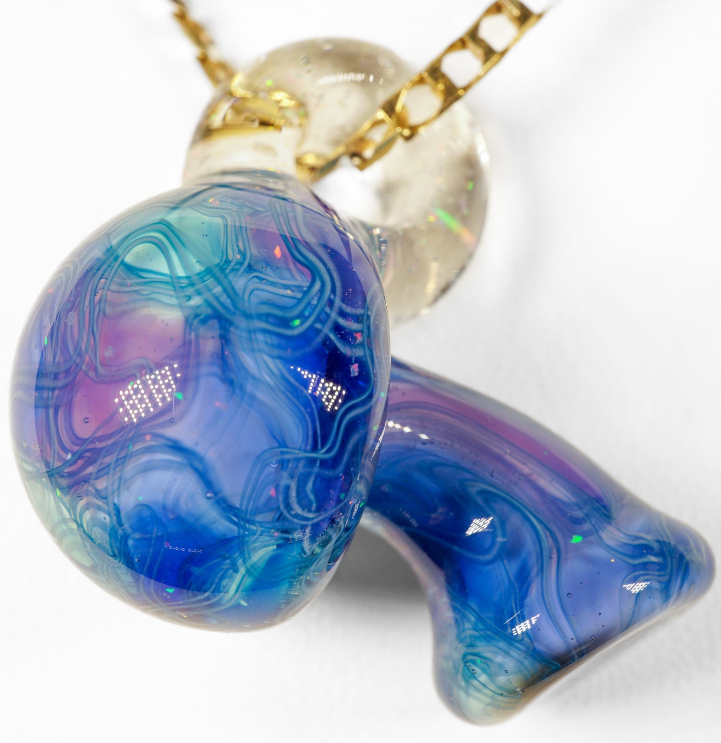 Crushed Opal UV Scribble Mushroom Pendant (H)