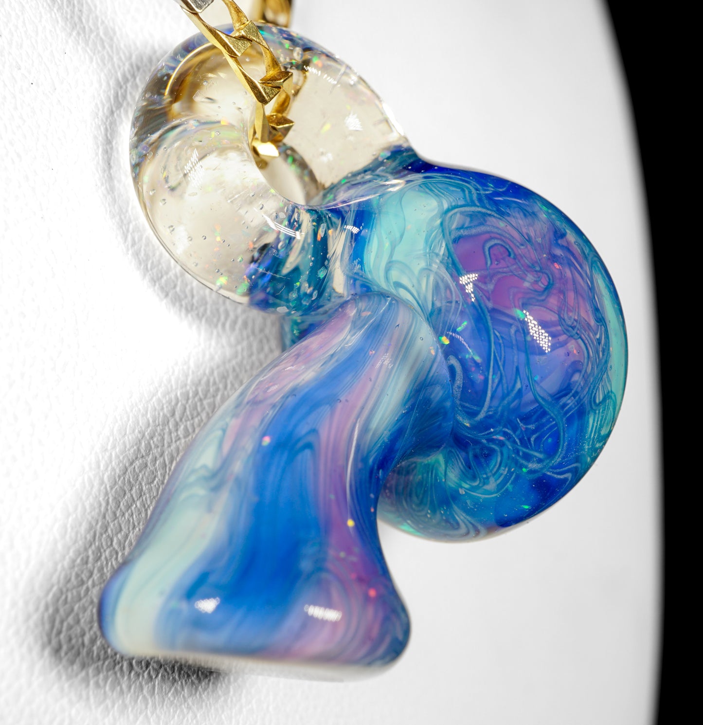 Crushed Opal UV Scribble Mushroom Pendant (H)