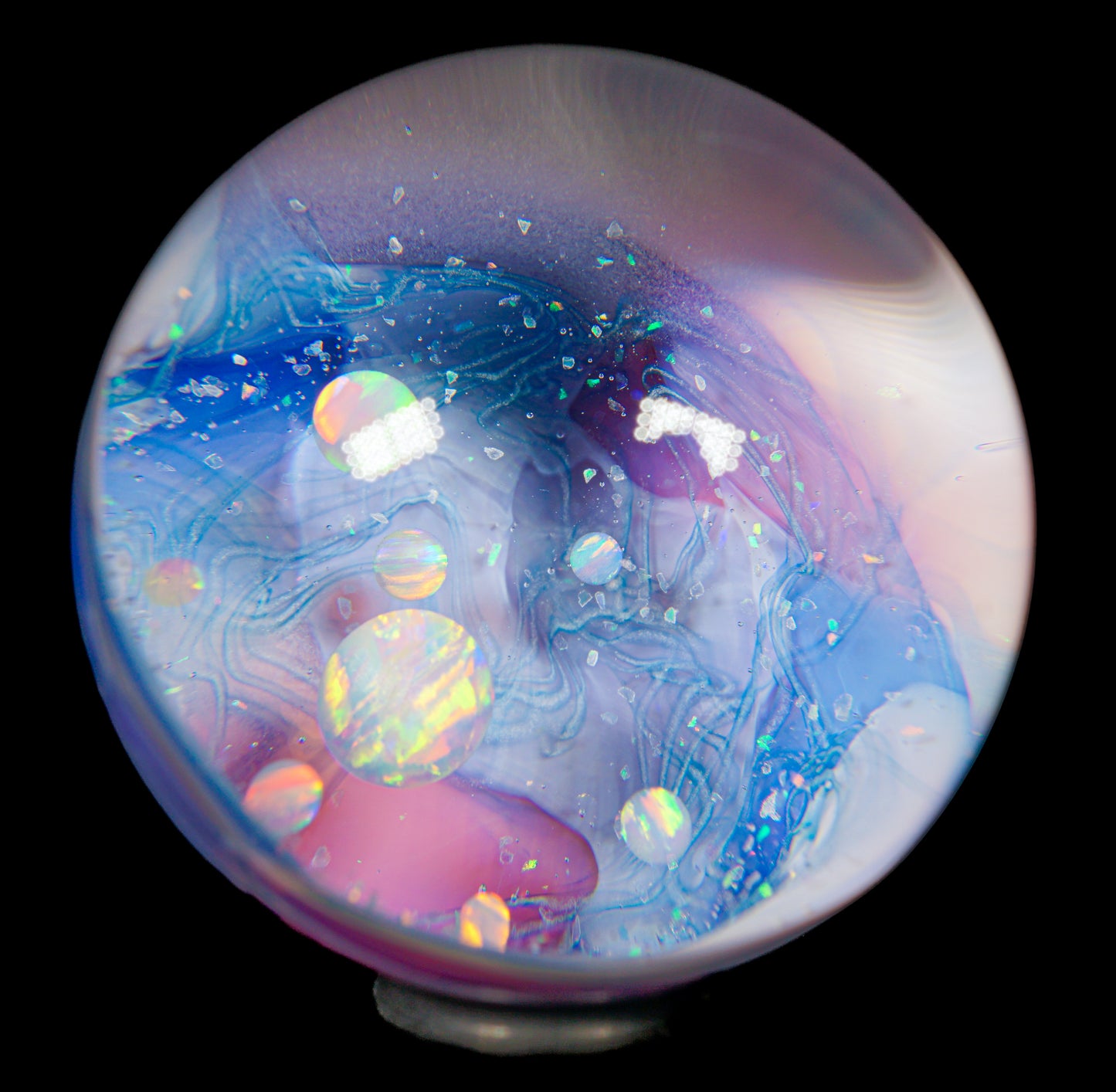 Multi-Opal Cluster UV Scribble Tech Large Marble (43mm)
