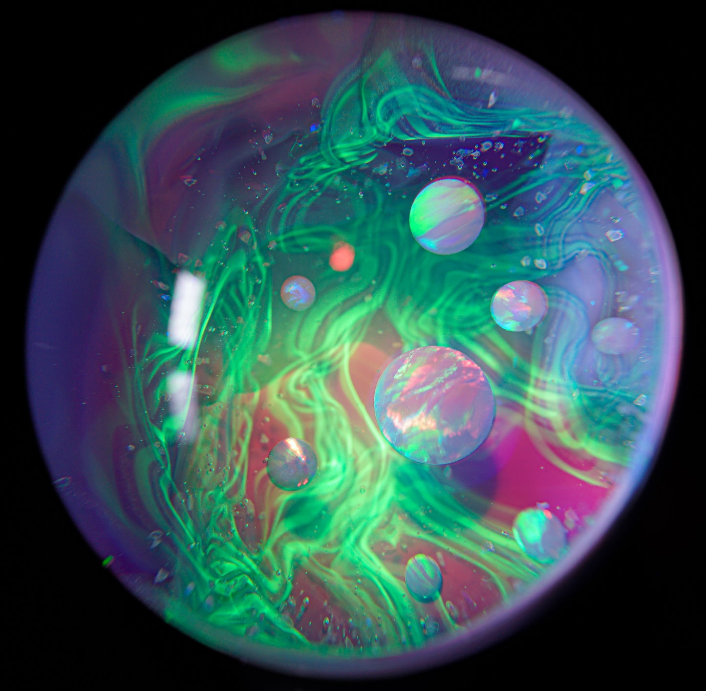 Multi-Opal Cluster UV Scribble Tech Large Marble (43mm)