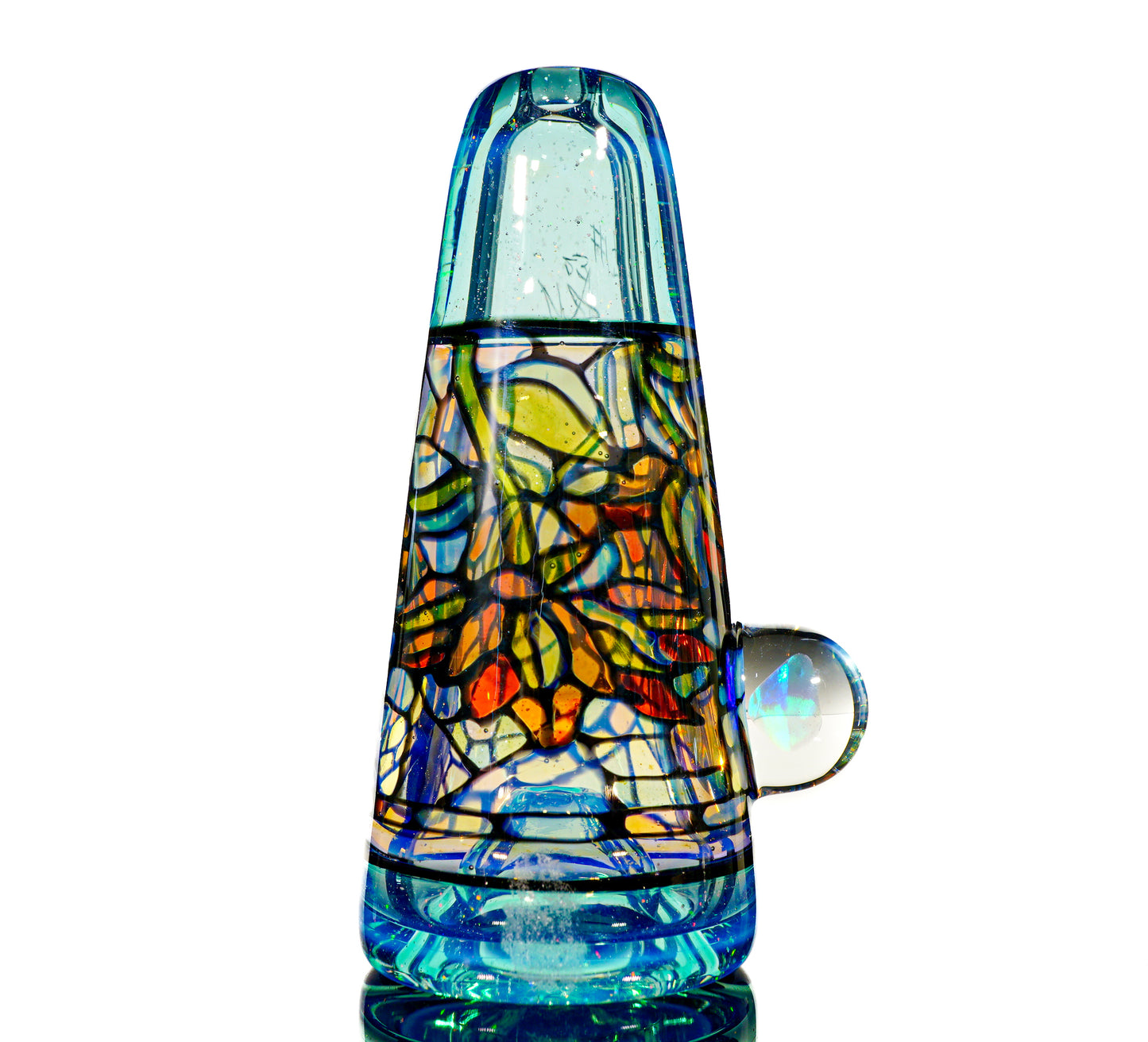 Crushed Opal Flower Stained Glass Chillum