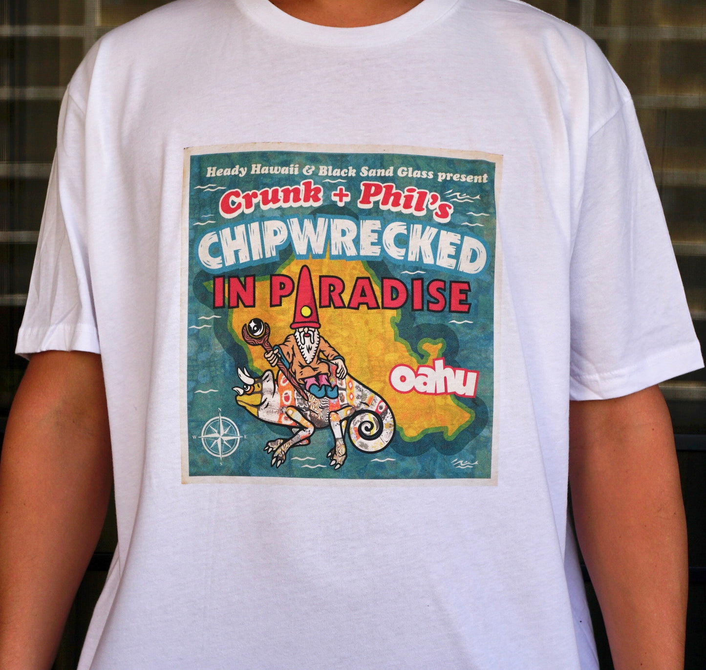 Crunklestein & Phil Siegel “Chipwrecked in Paradise” Tshirt SMALL