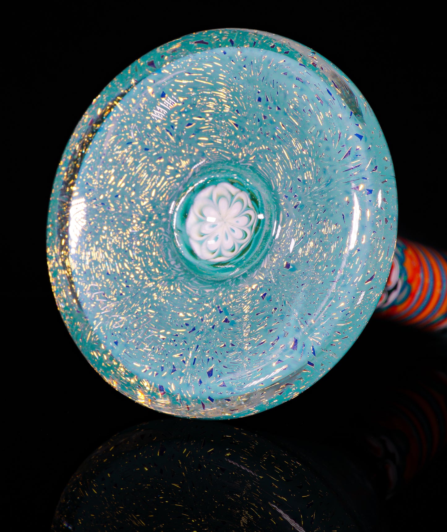 Gold Dichro Aqua Azul Crushed Opal Fire and Ice Dotstack Mini Cruizer
