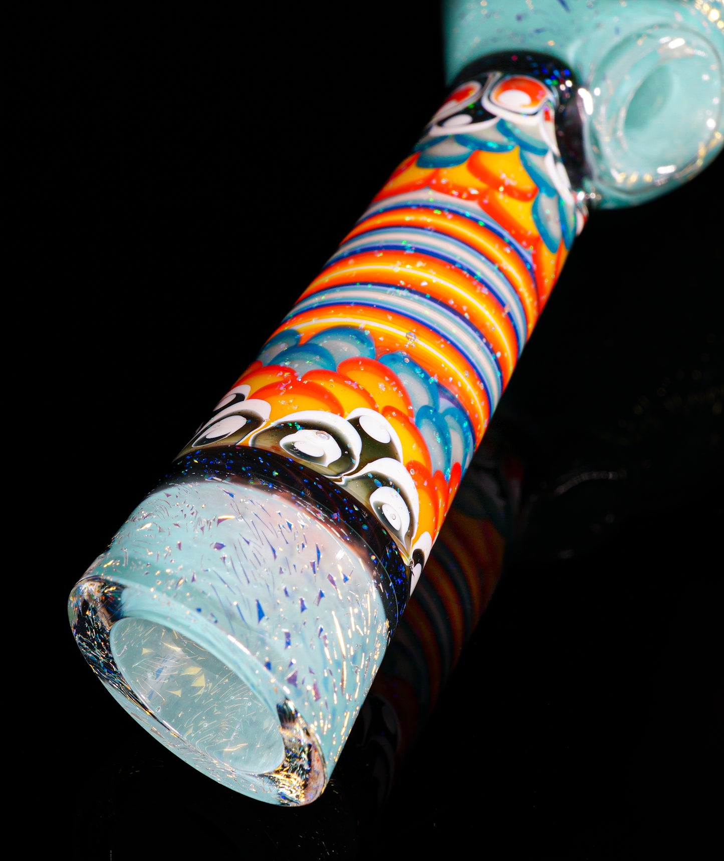 Gold Dichro Aqua Azul Crushed Opal Fire and Ice Dotstack Mini Cruizer