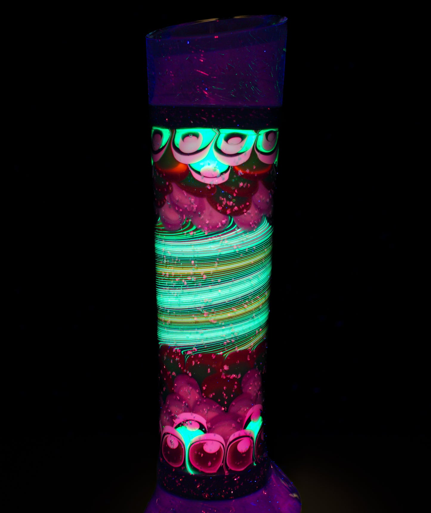 Gold Dichro Aqua Azul Crushed Opal Fire and Ice Dotstack Mini Cruizer