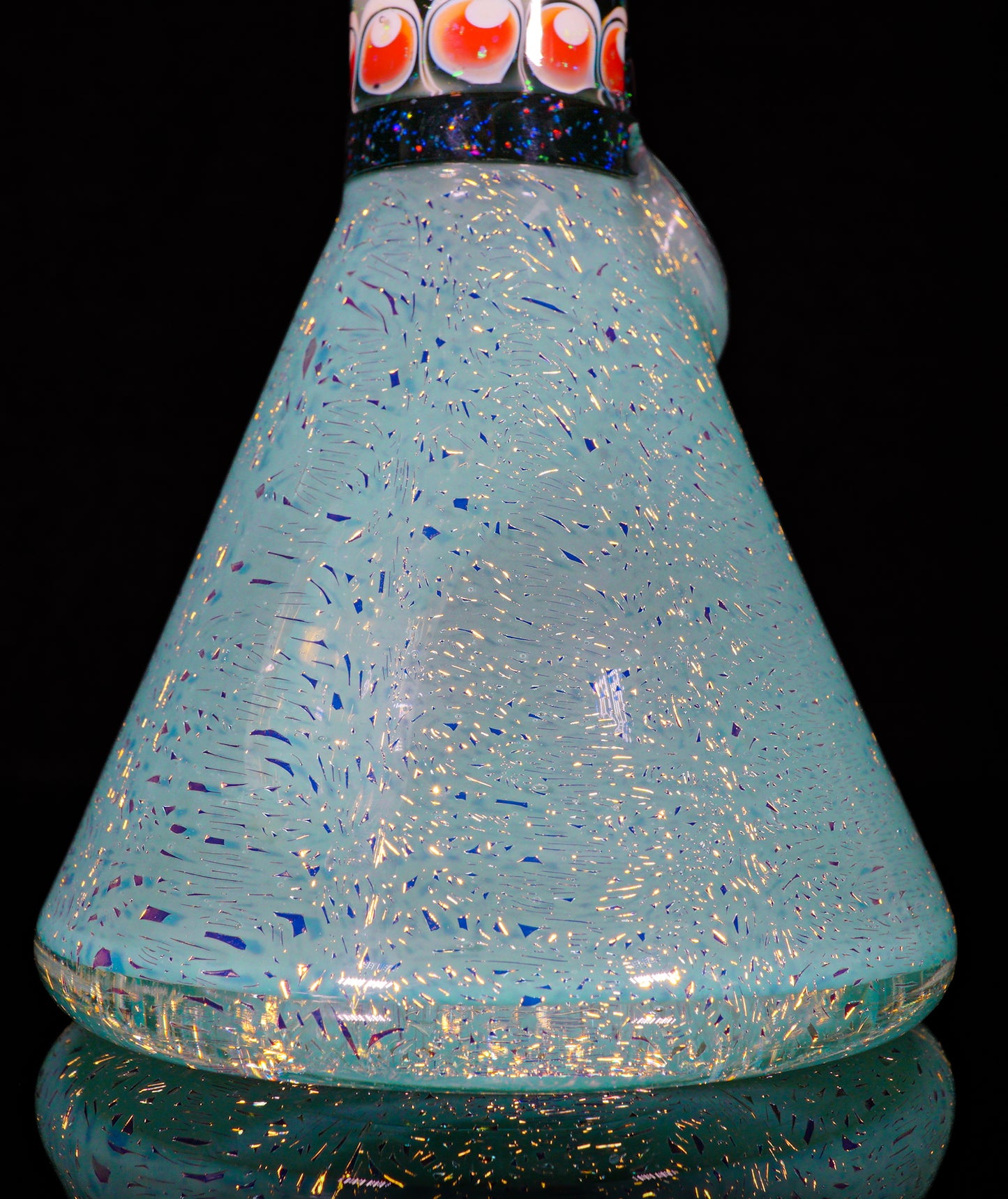 Gold Dichro Aqua Azul Crushed Opal Fire and Ice Dotstack Mini Cruizer