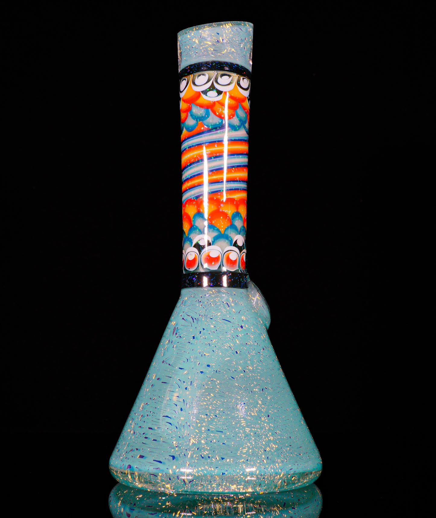 Gold Dichro Aqua Azul Crushed Opal Fire and Ice Dotstack Mini Cruizer