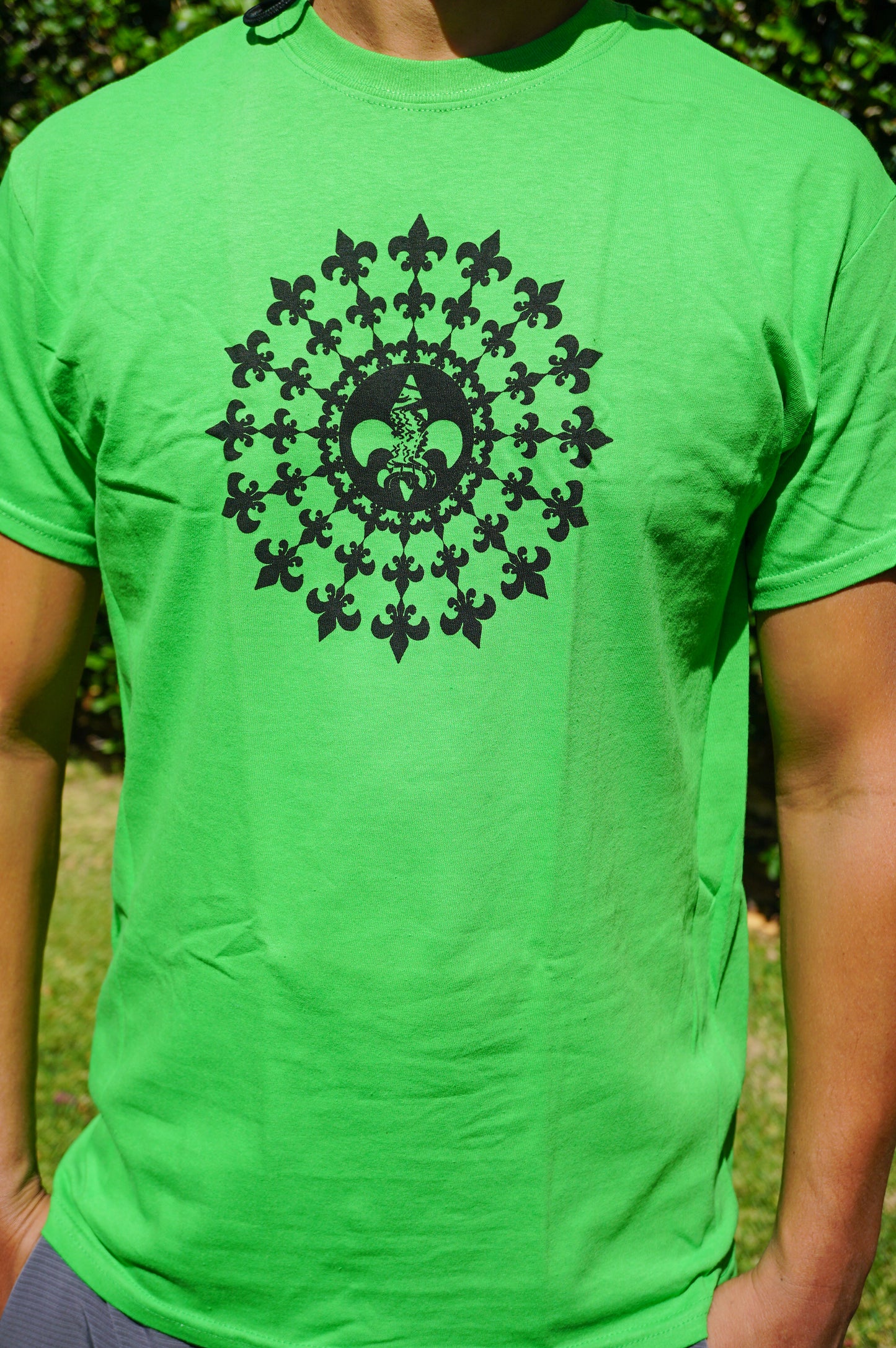 Green Fleur De Lis Mandala T-Shirt
