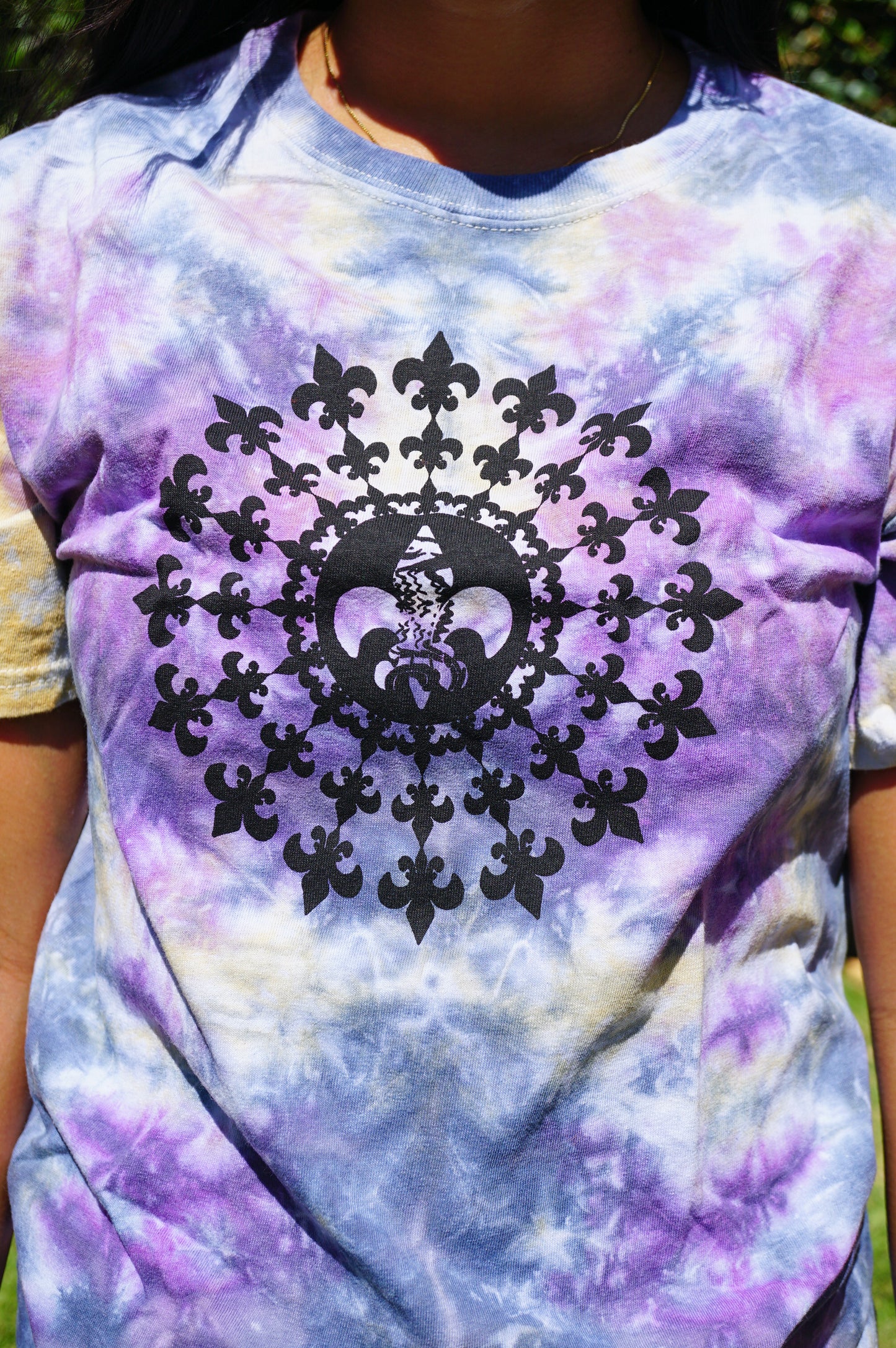 Purple Tie Dye Fleur De Lis Mandala T-Shirt