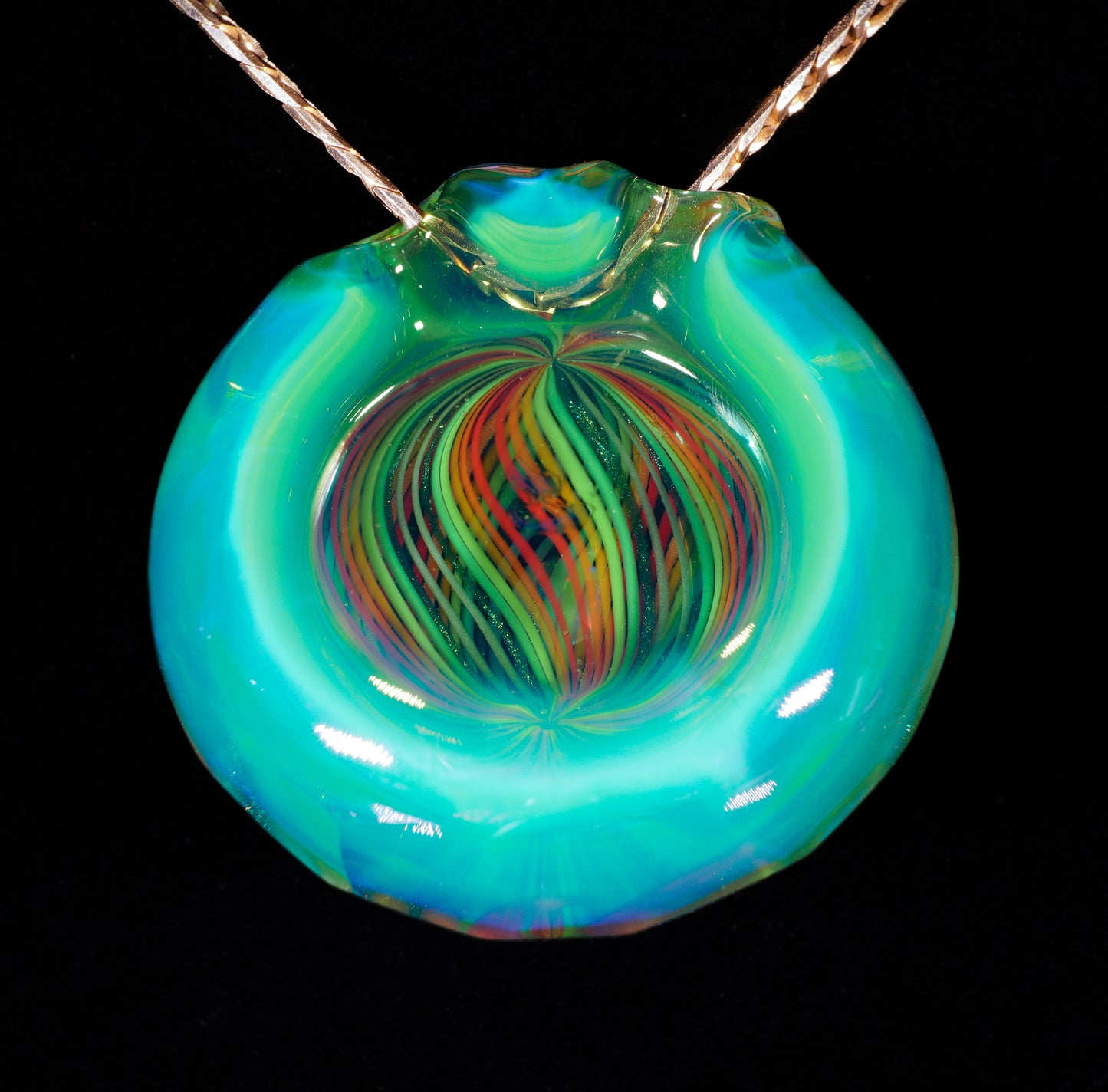 Faceted Plantphibian Rainbow Retti Opal Pendant no.1