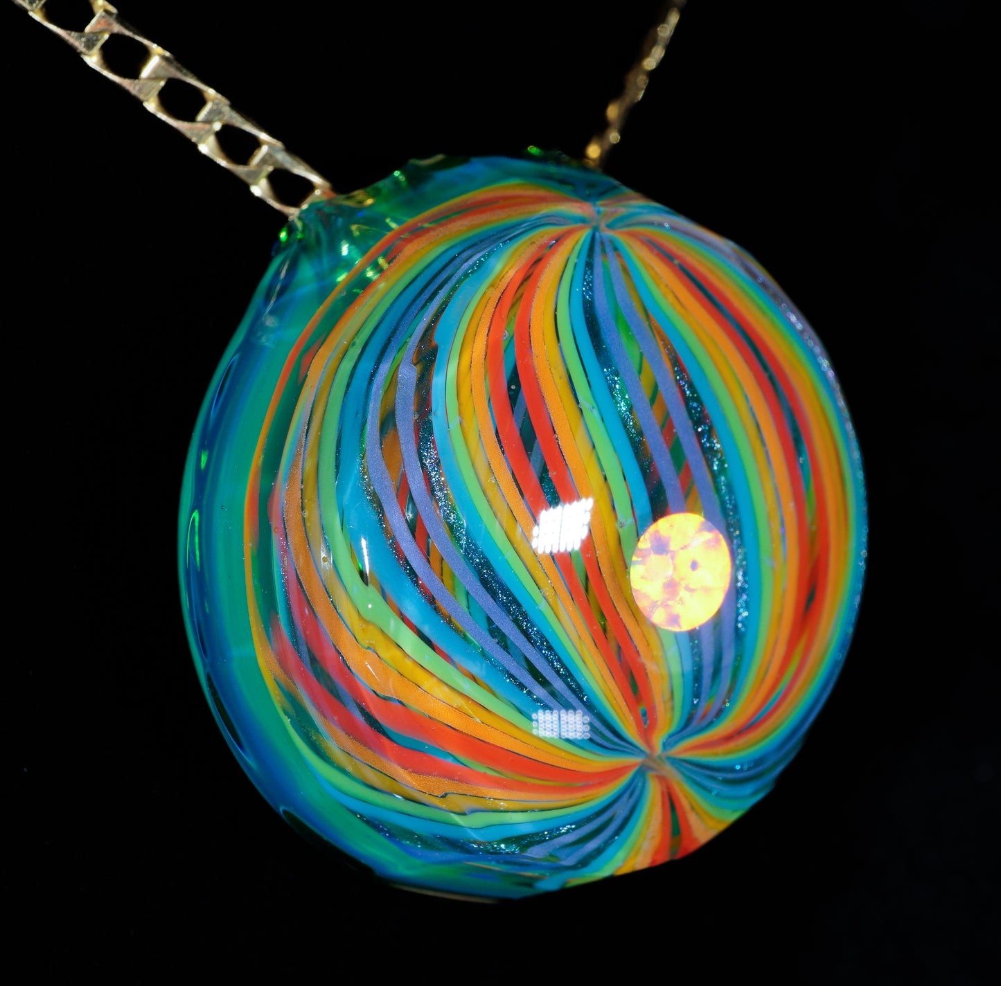 Faceted Plantphibian Rainbow Retti Opal Pendant no.1