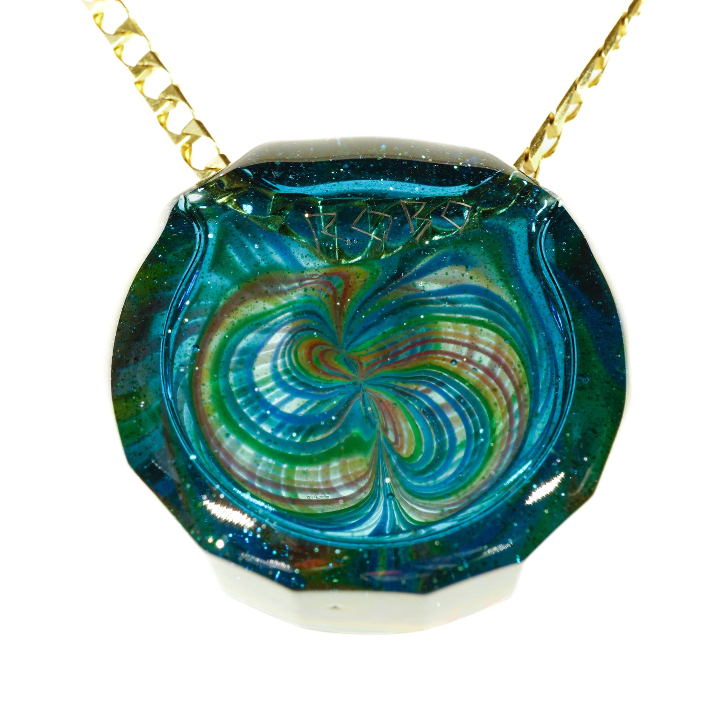 Faceted Blue Stardust Rainbow Retti Opal Pendant no.3