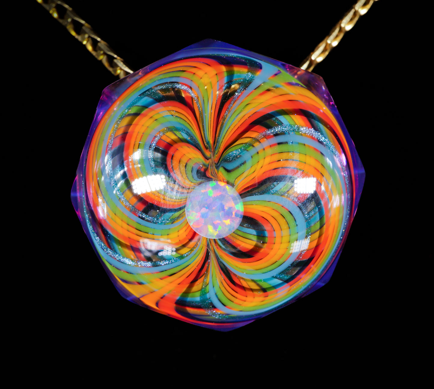 Faceted Royal Jelly Rainbow Retti Opal Pendant no.5