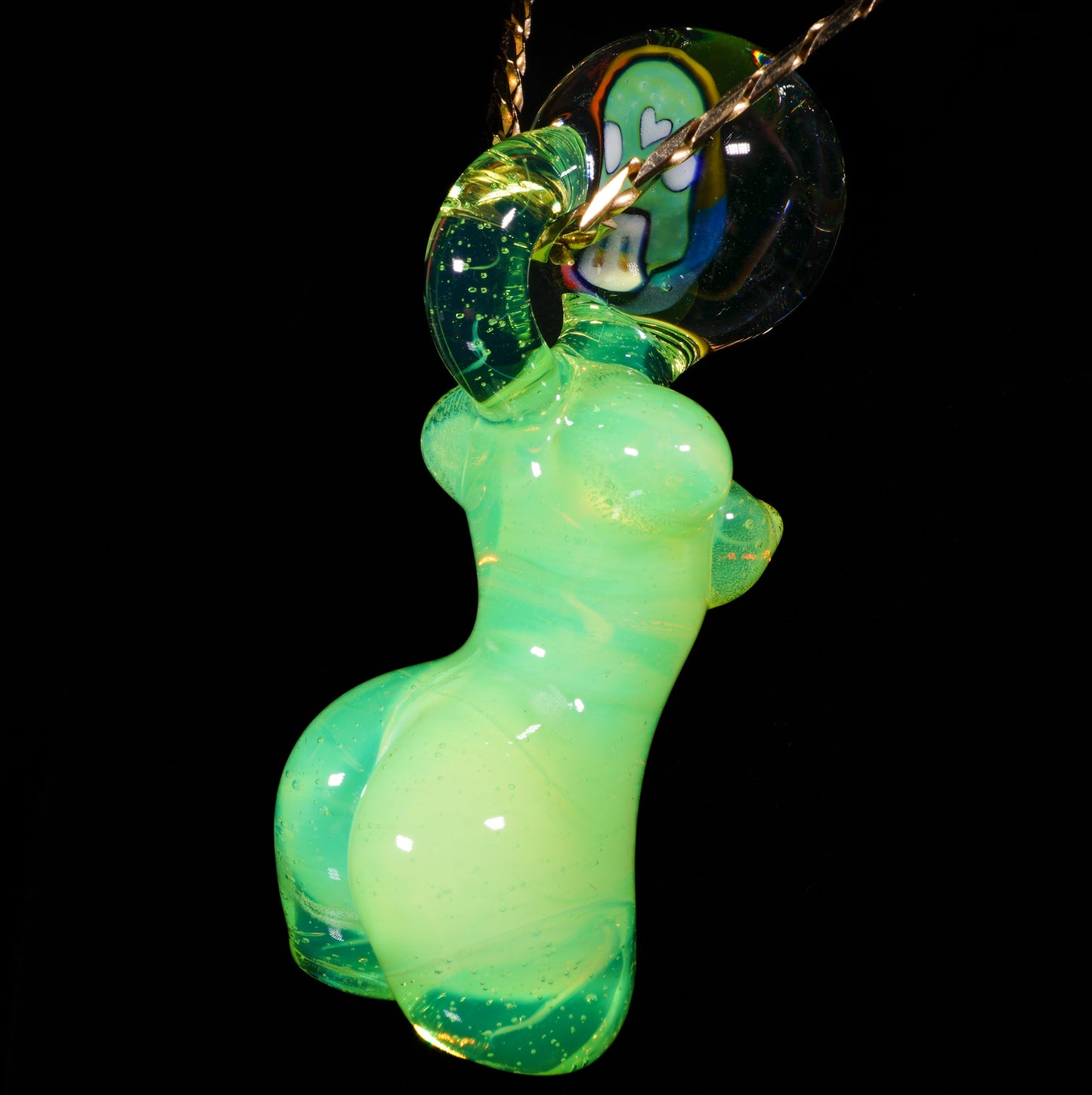Rainbow 1Up Mushroom Babe Pendant