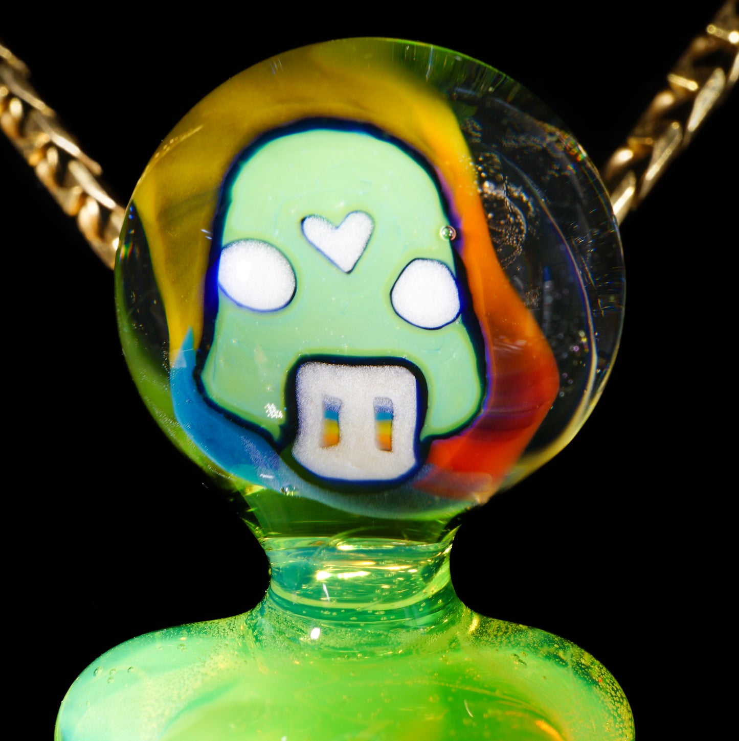 Rainbow 1Up Mushroom Babe Pendant