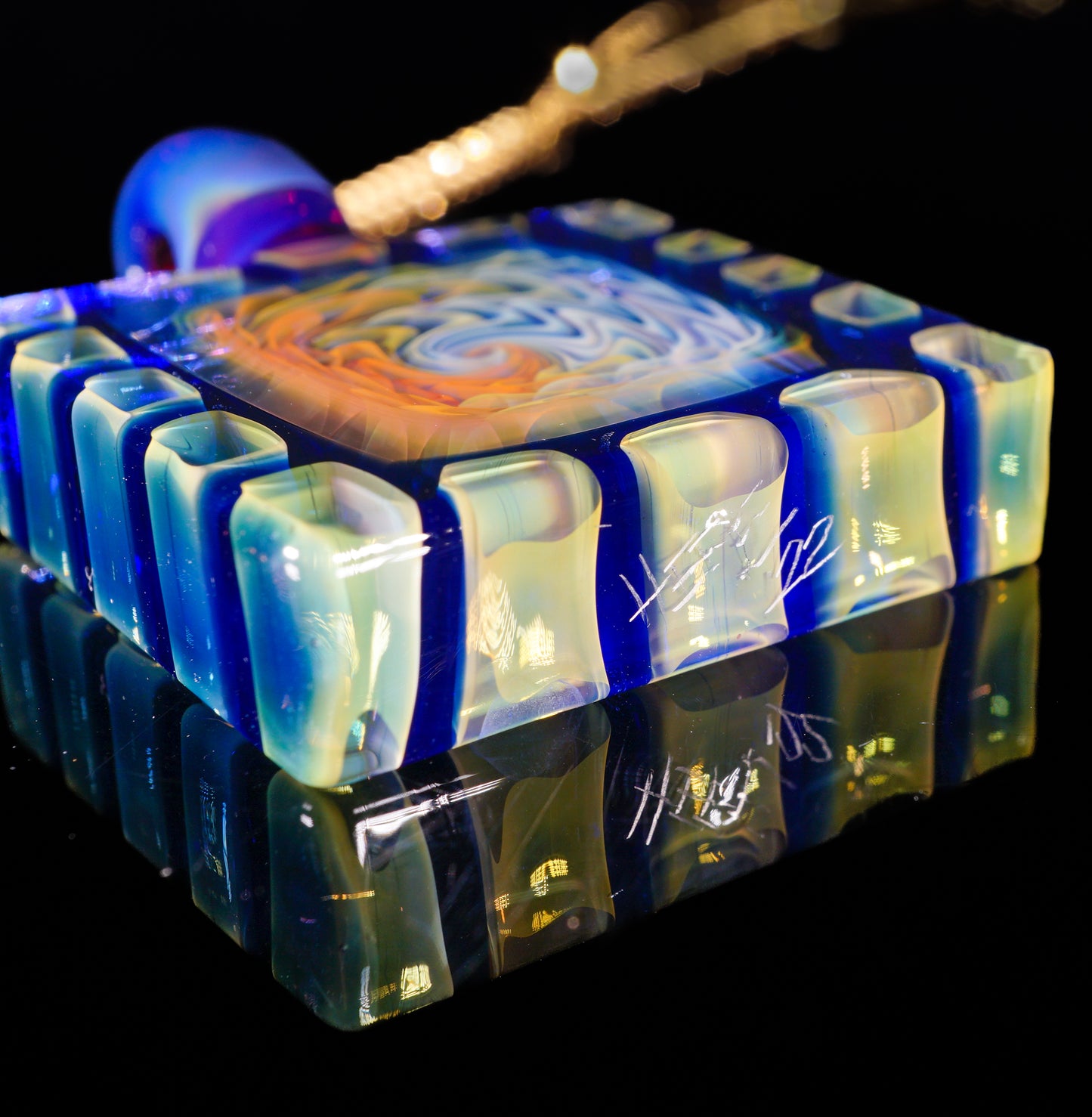 Fume and Murrine Framed Pendant