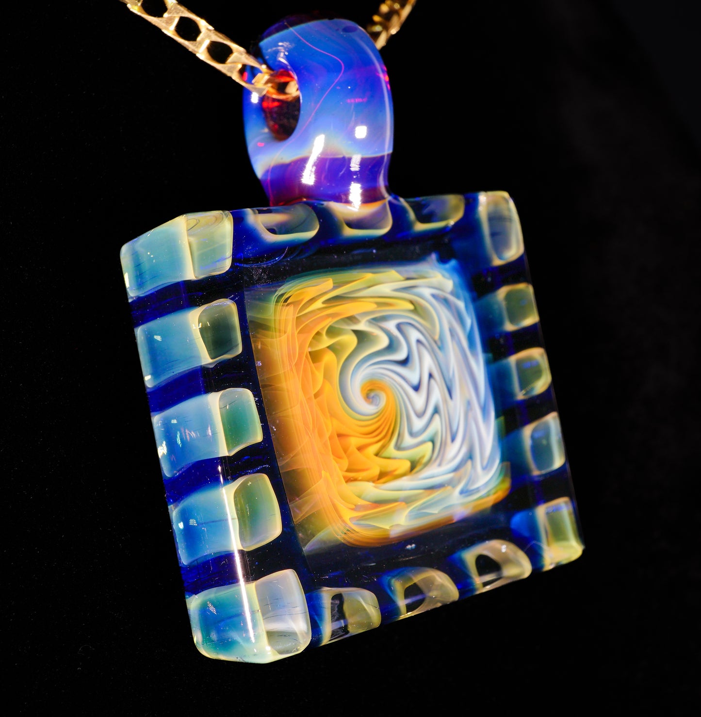 Fume and Murrine Framed Pendant
