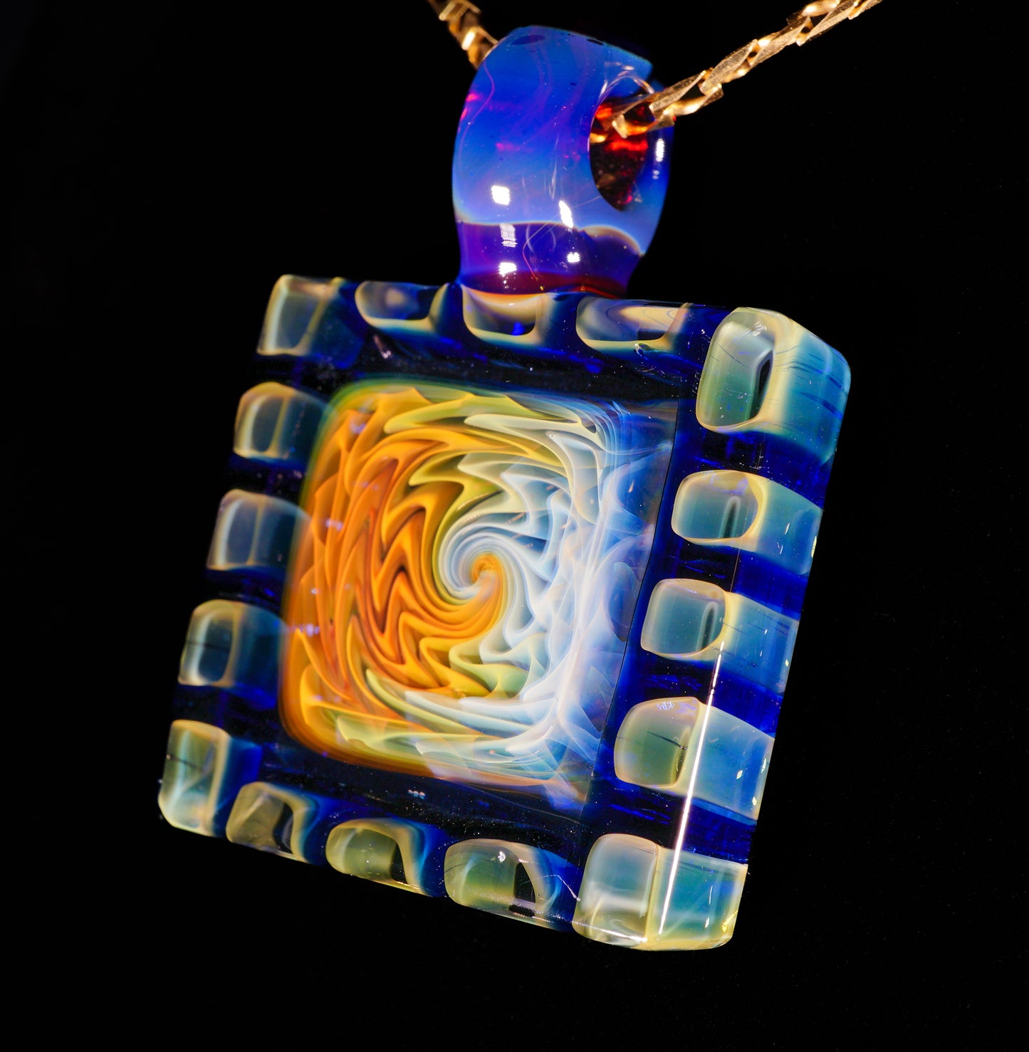 Fume and Murrine Framed Pendant