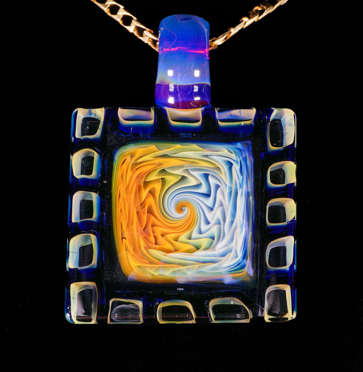 Fume and Murrine Framed Pendant