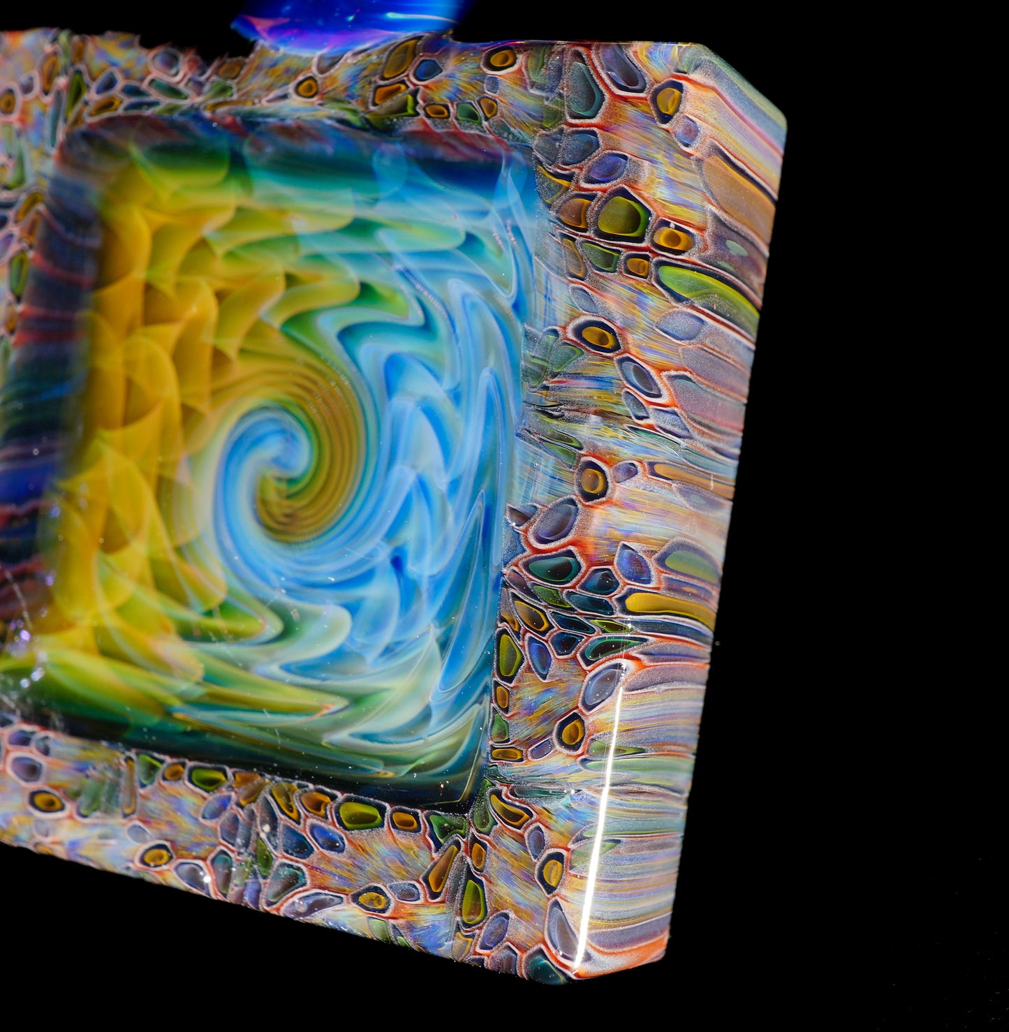 Fume and Murrine Framed Pendant