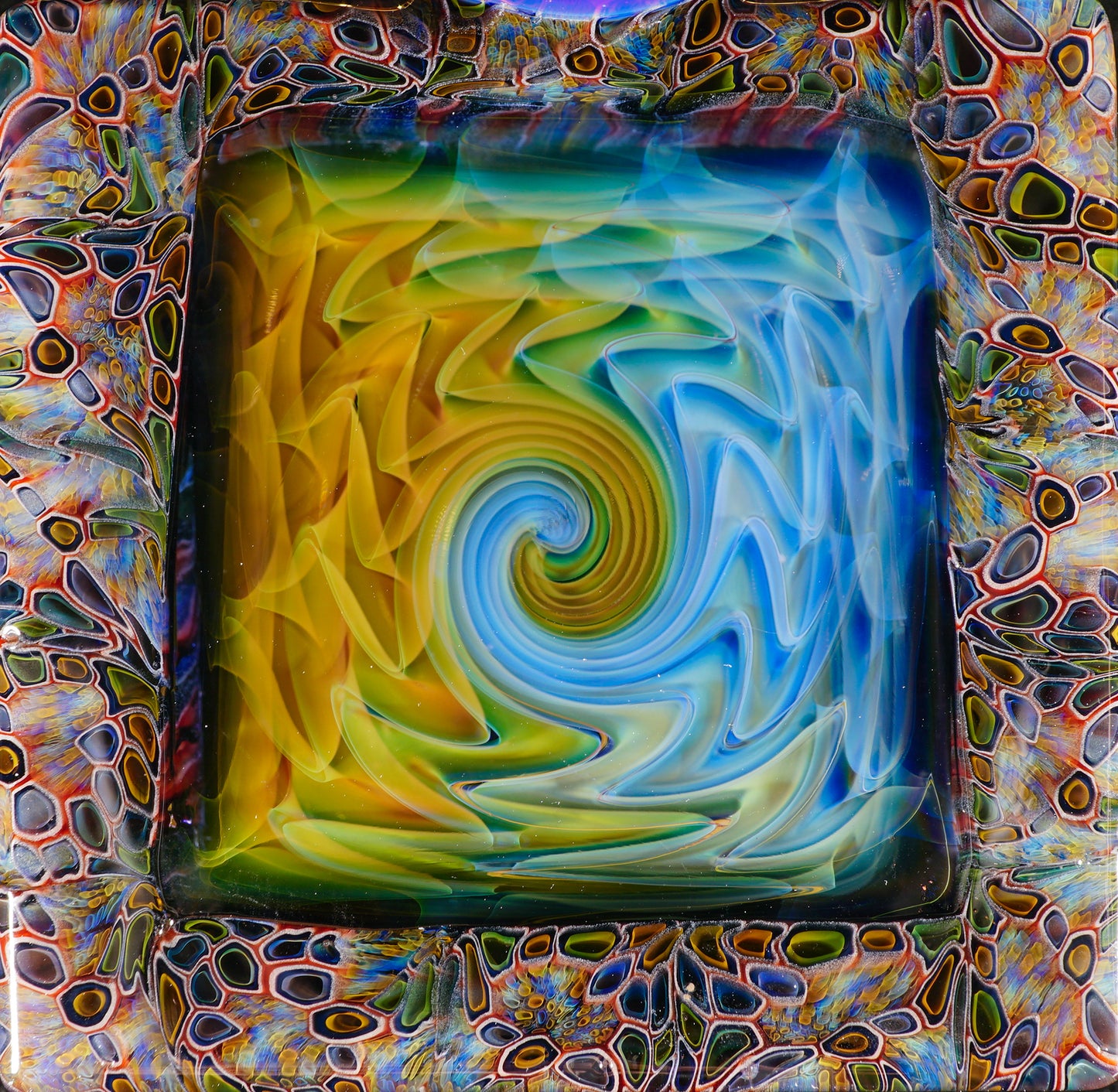 Fume and Murrine Framed Pendant