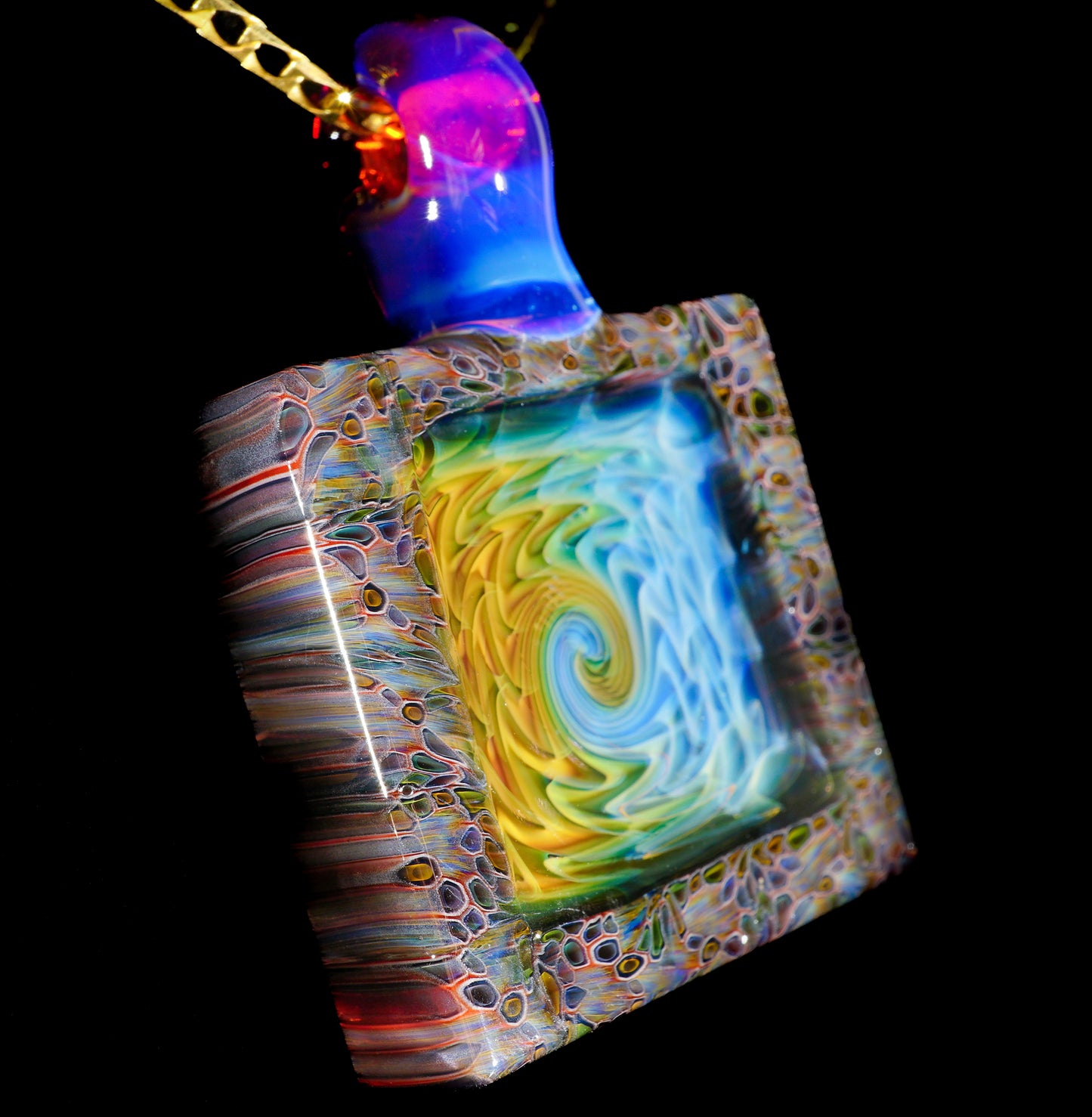 Fume and Murrine Framed Pendant