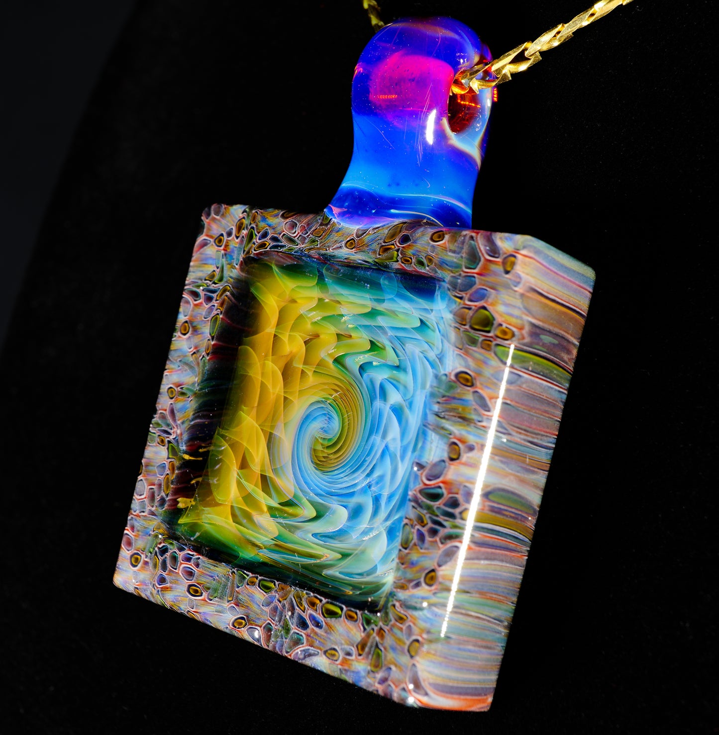 Fume and Murrine Framed Pendant