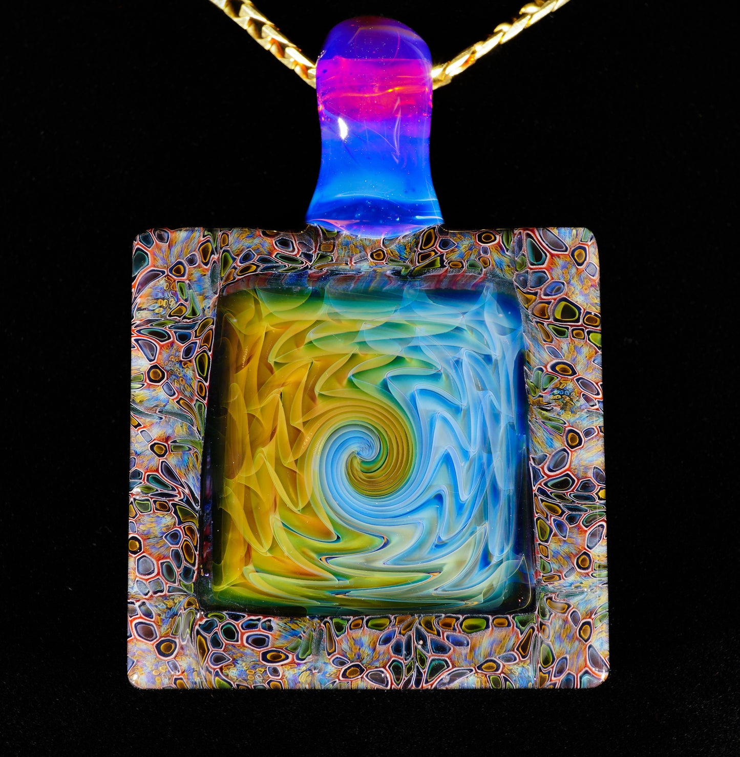 Fume and Murrine Framed Pendant