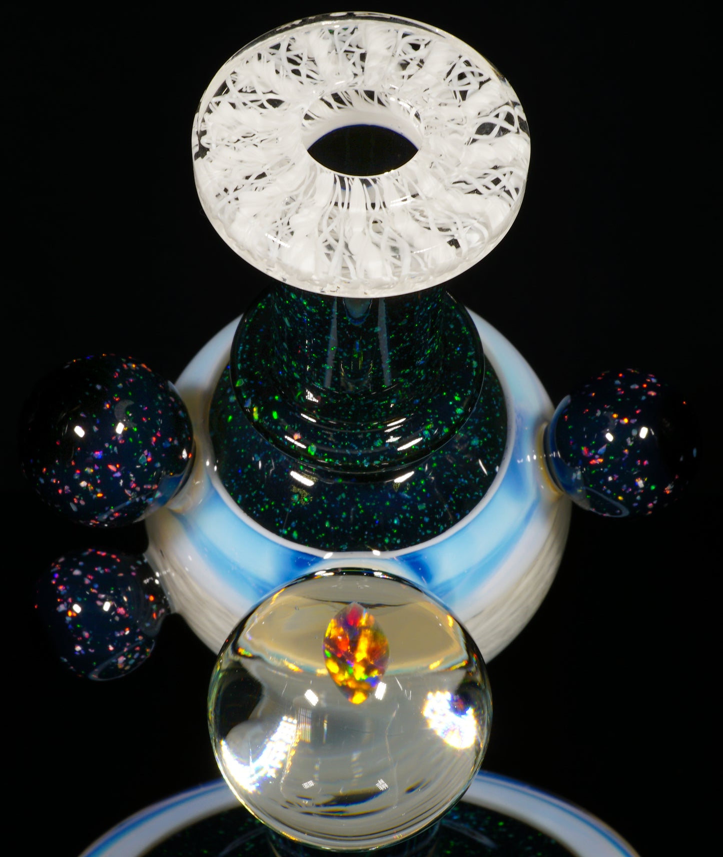 Secret White Zanfirico UV Crushed Opal Heliosphere + Bubble Cap