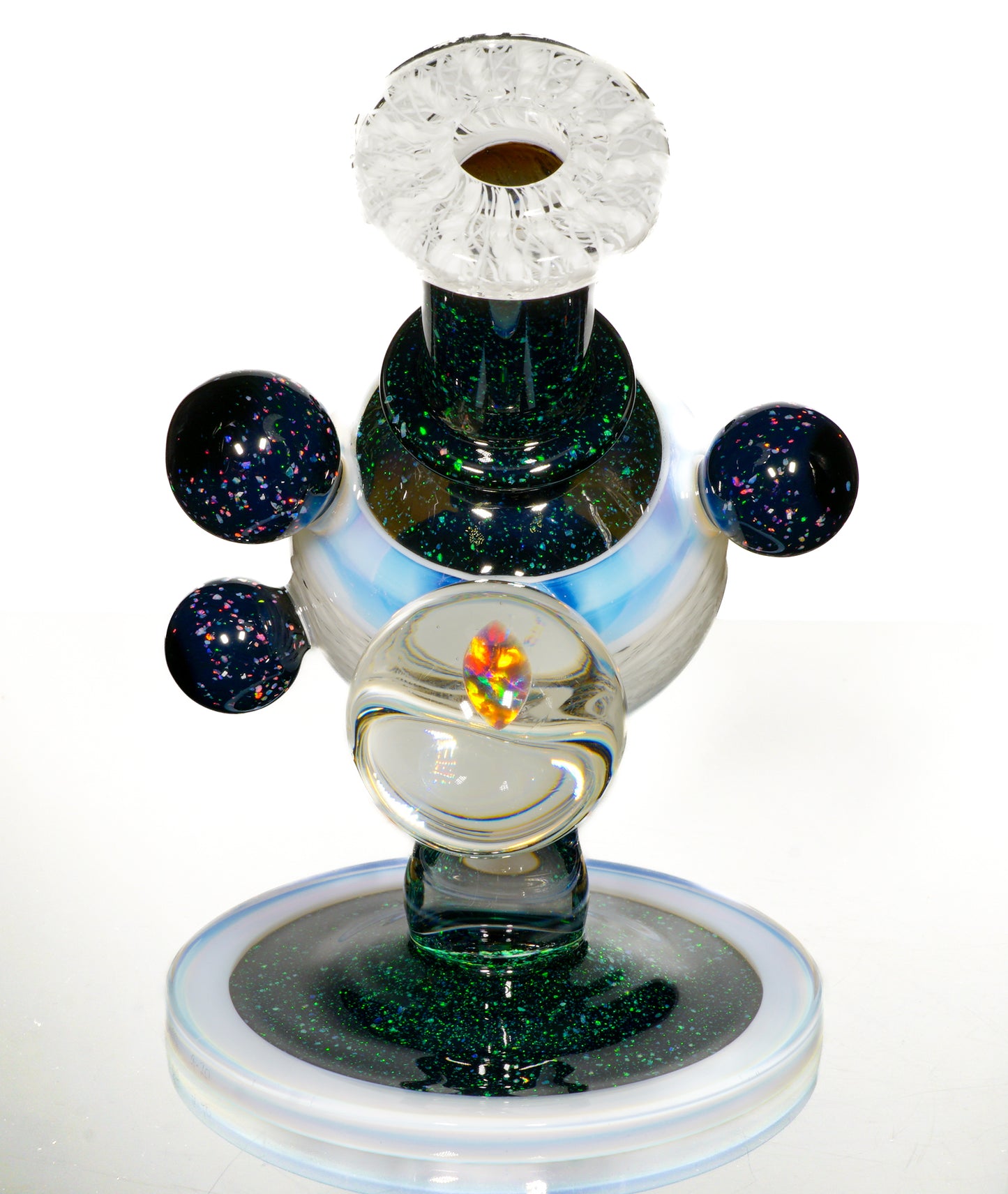 Secret White Zanfirico UV Crushed Opal Heliosphere + Bubble Cap