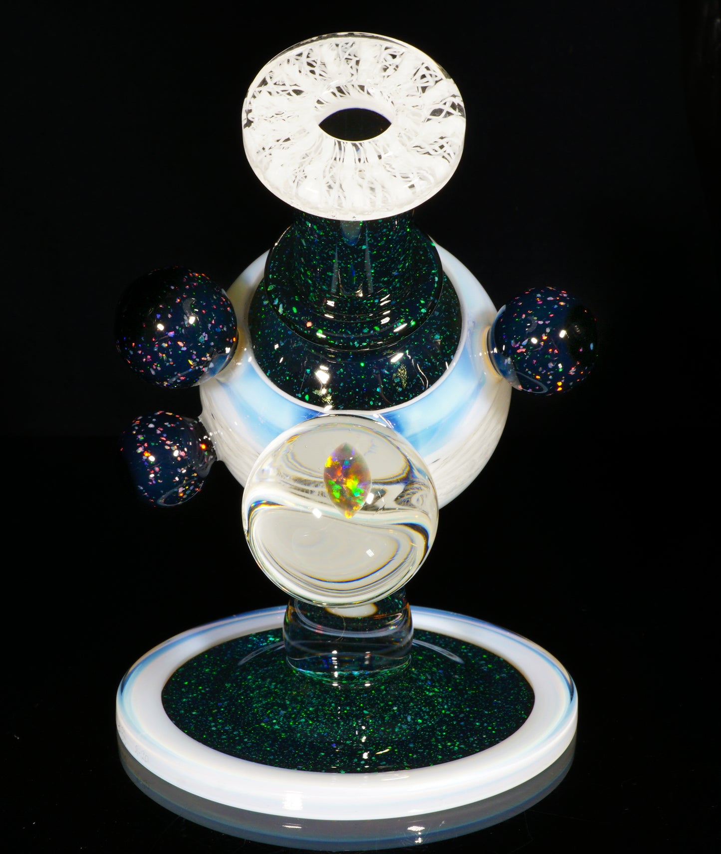 Secret White Zanfirico UV Crushed Opal Heliosphere + Bubble Cap