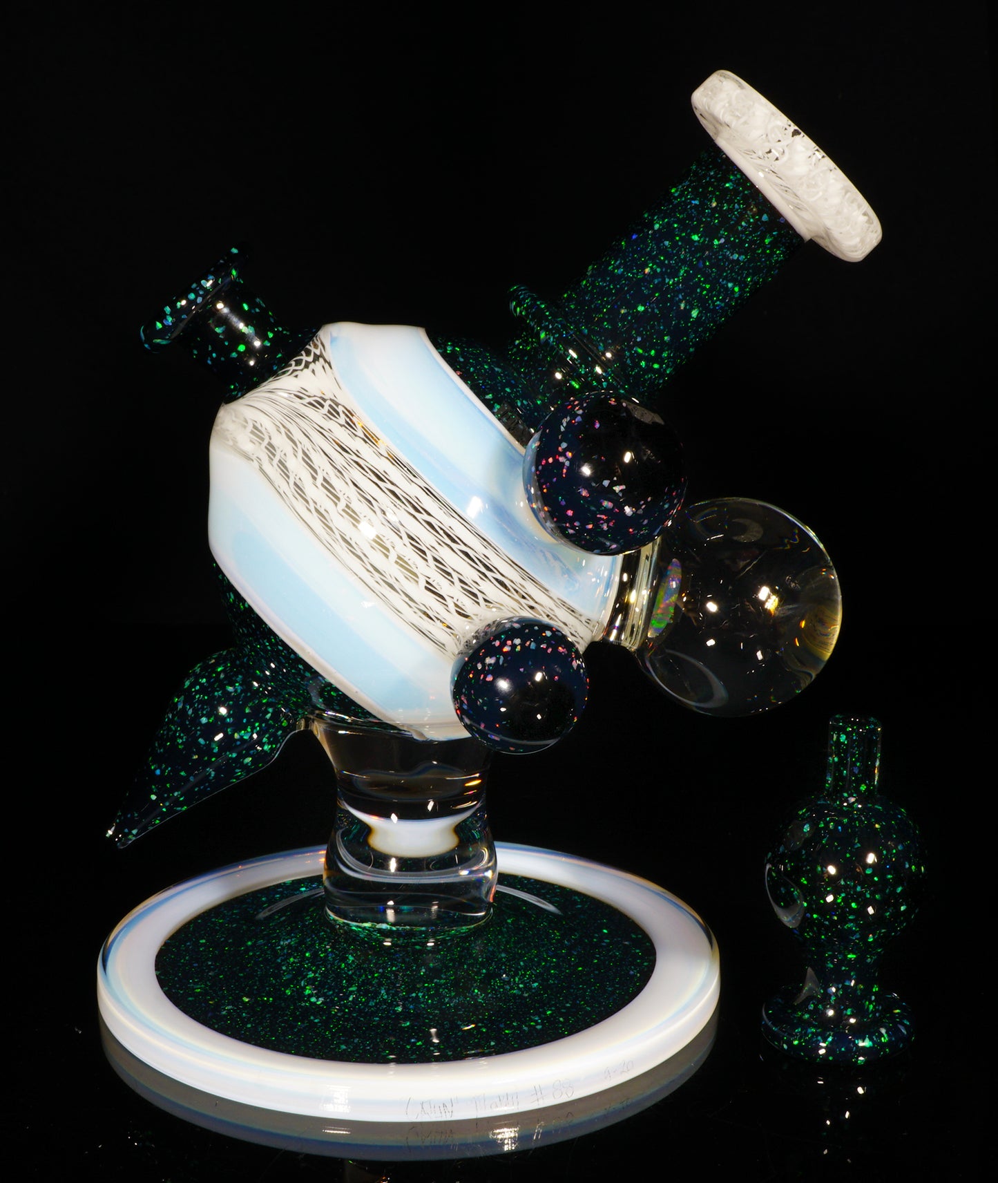 Secret White Zanfirico UV Crushed Opal Heliosphere + Bubble Cap