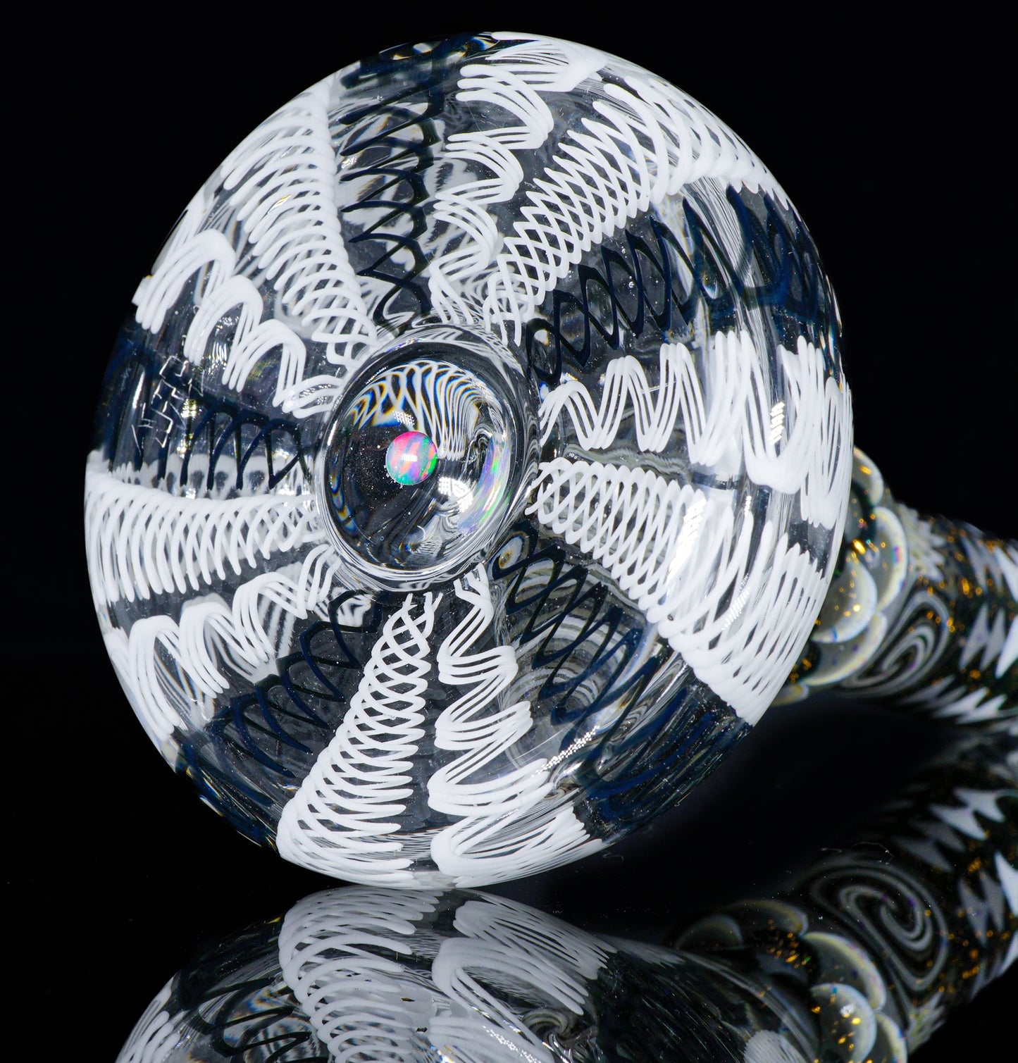 Black & White Latticino Gold Dichro UV Dotstack Cruizer