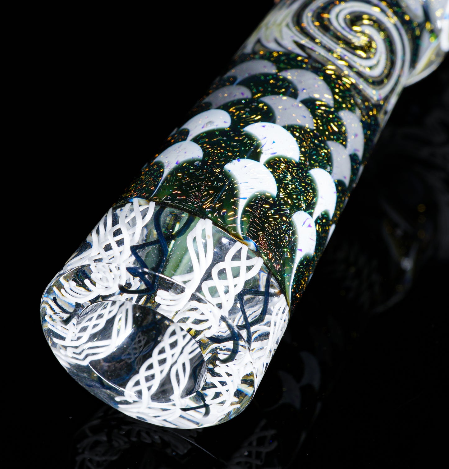 Black & White Latticino Gold Dichro UV Dotstack Cruizer