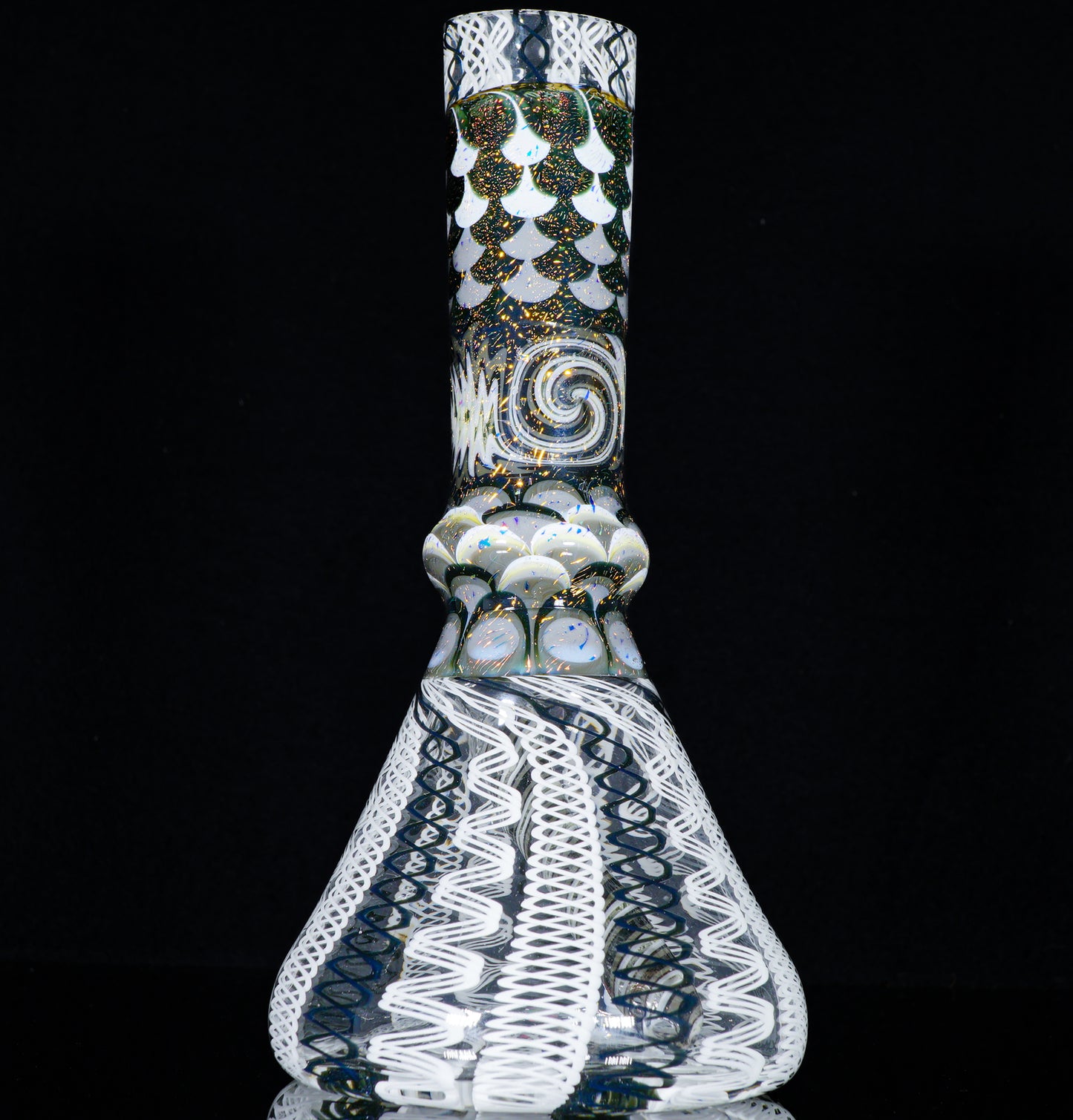 Black & White Latticino Gold Dichro UV Dotstack Cruizer