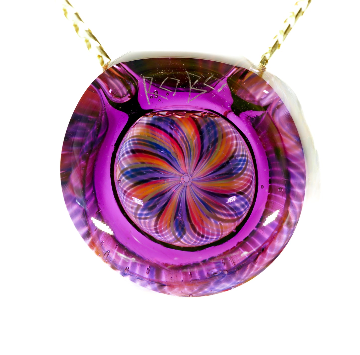 Gold Amethyst Rainbow Retti Opal Pendant no.3