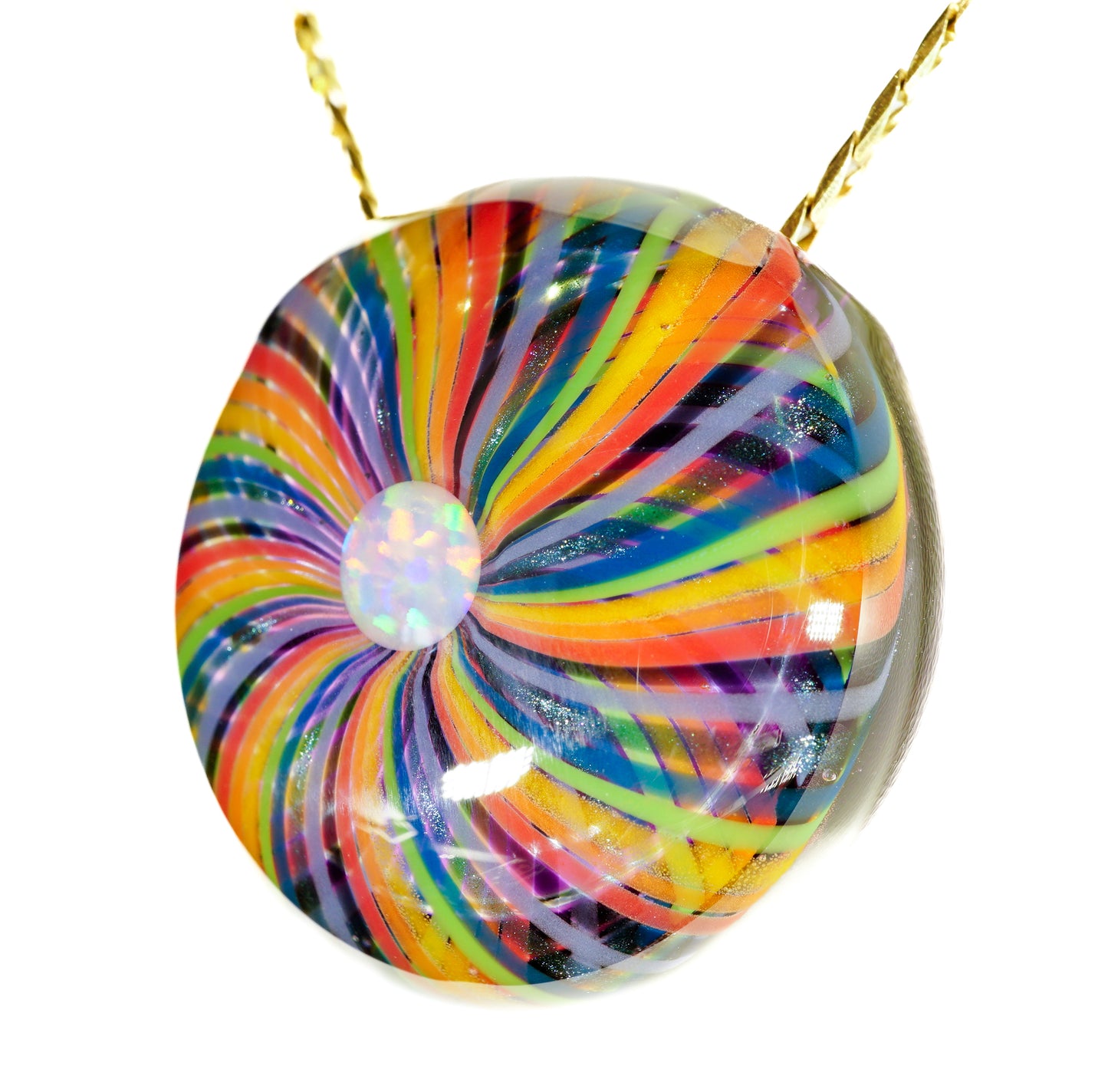 Gold Amethyst Rainbow Retti Opal Pendant no.3