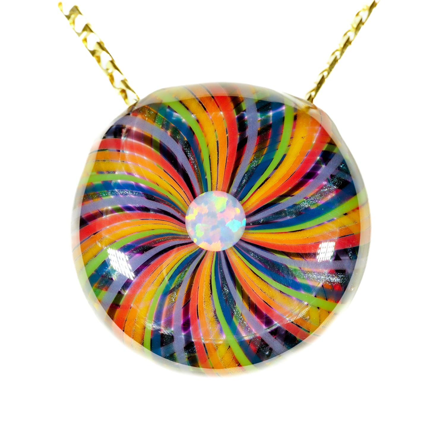 Gold Amethyst Rainbow Retti Opal Pendant no.3
